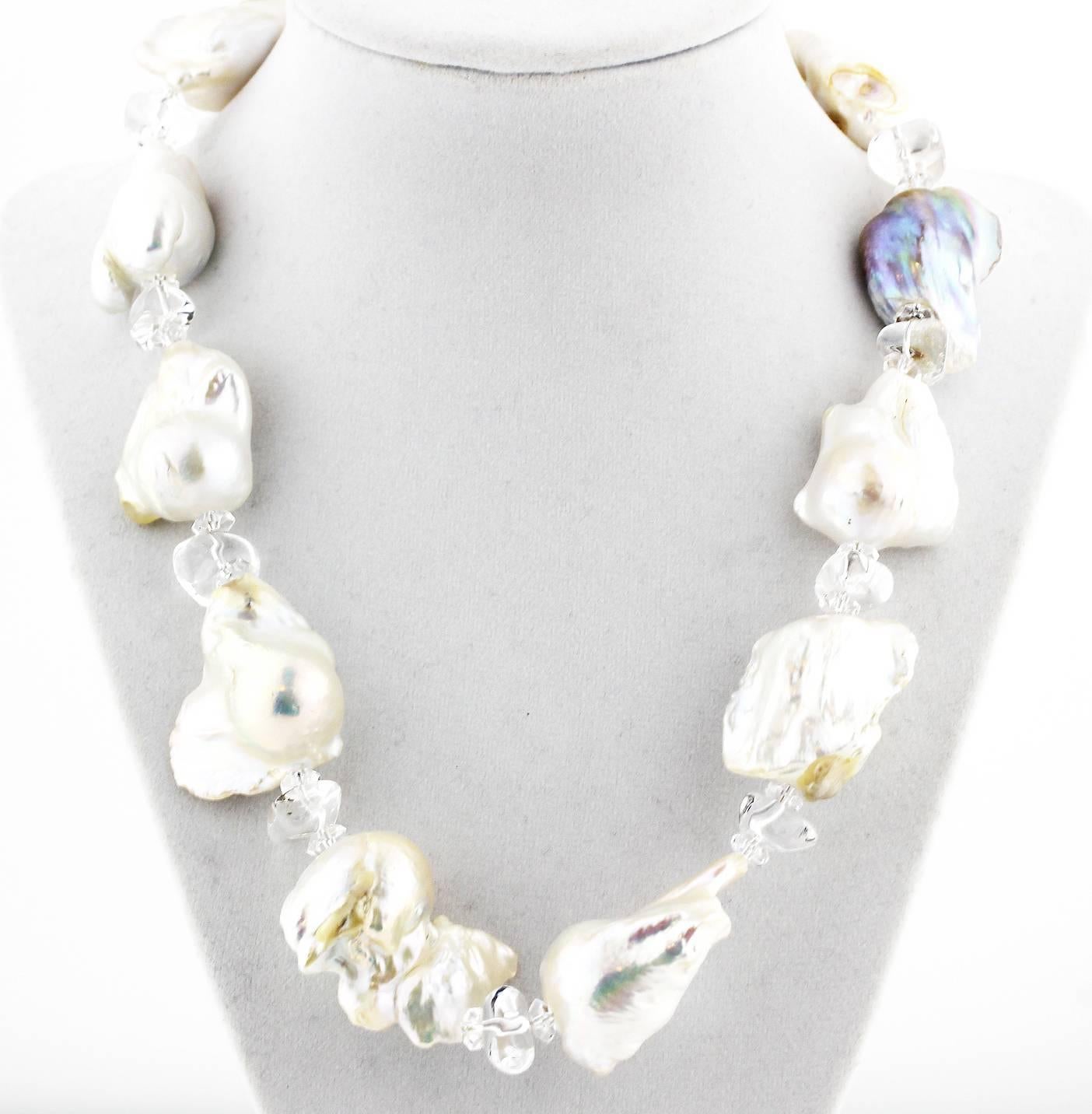Mixed Cut Gemjunky Dramatic Beautiful Large Handmade Baroque Pearl Necklace