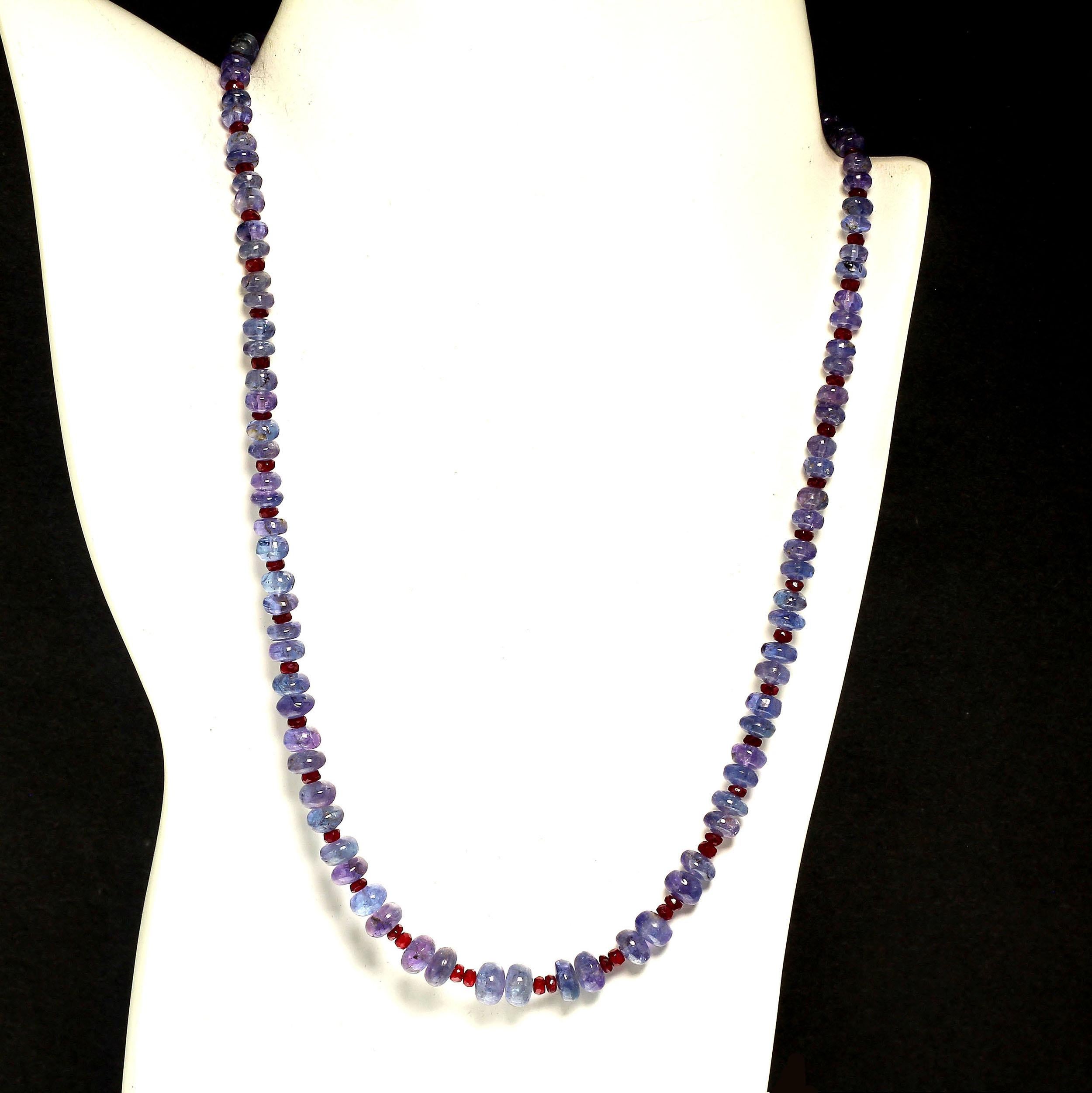 Artisan AJD Elegant 17 Inch Tanzanite and Ruby Necklace