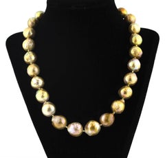 AJD Elegant Classic Golden Color Beautiful REAL Wrinkle Pearl Necklace