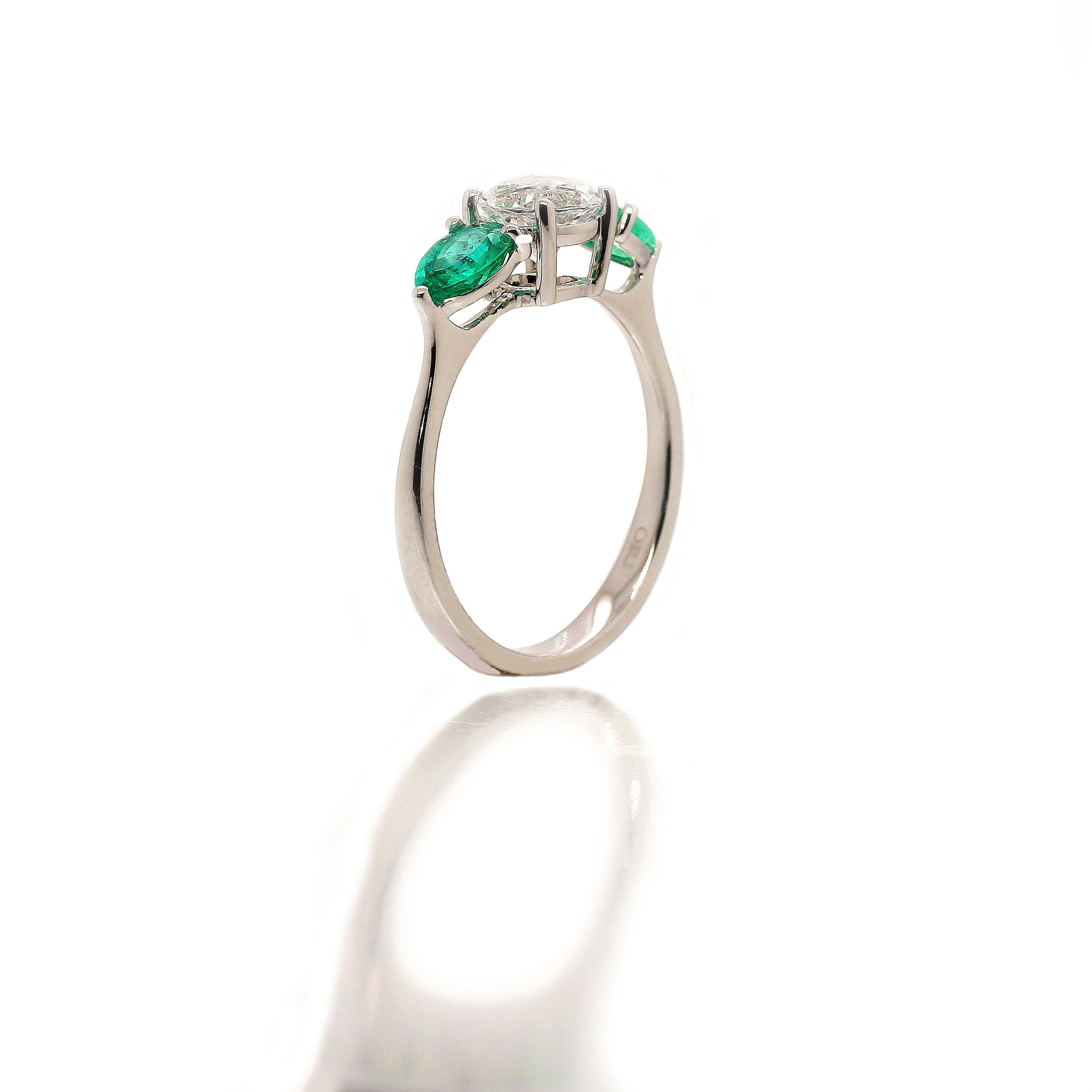 AJD Elegant Emerald and Silver Topaz Cocktail Ring  May Birthstone In New Condition In Raleigh, NC