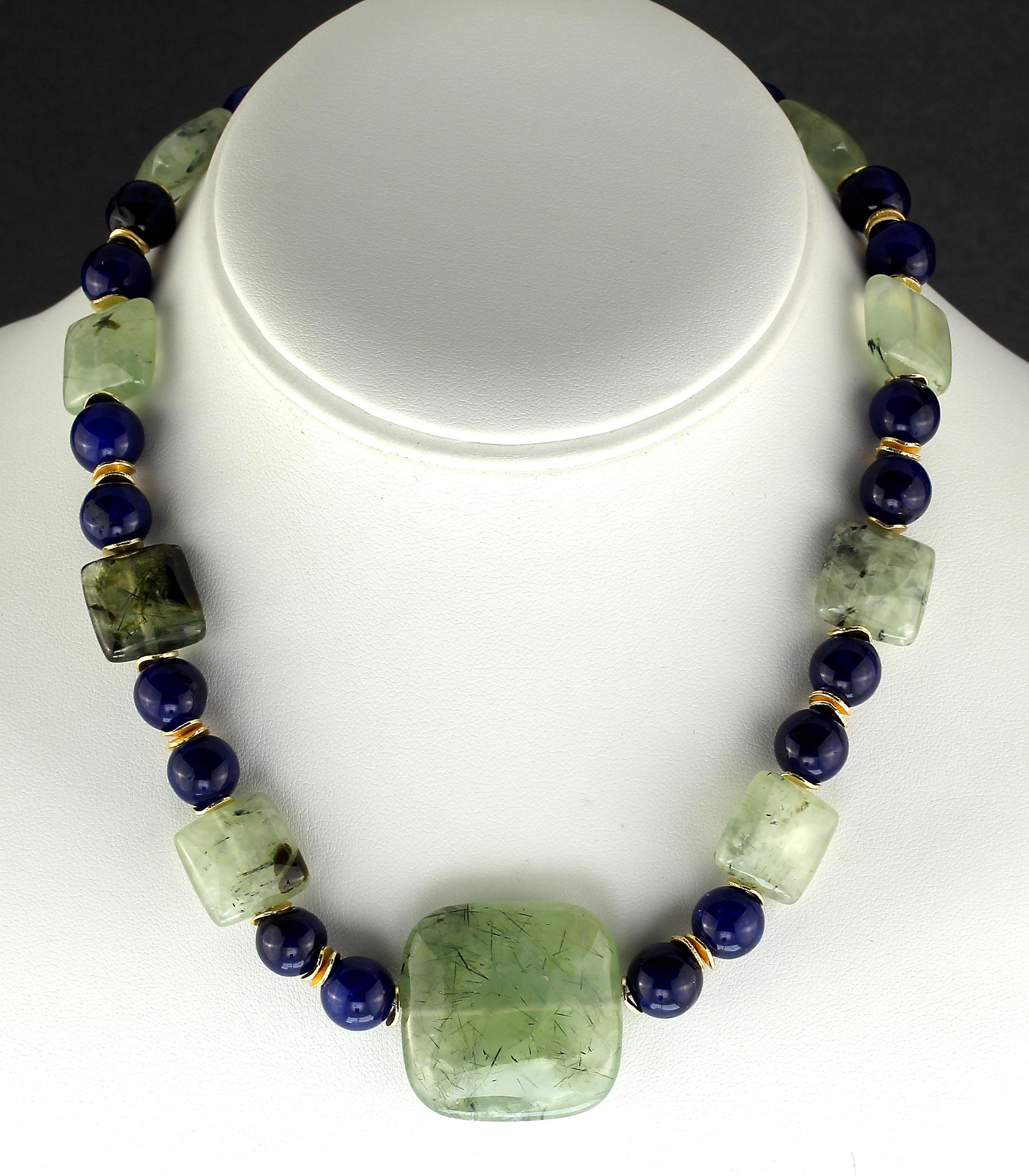 AJD Elegant Green Prehnite and Blue Agate Choker Necklace 1