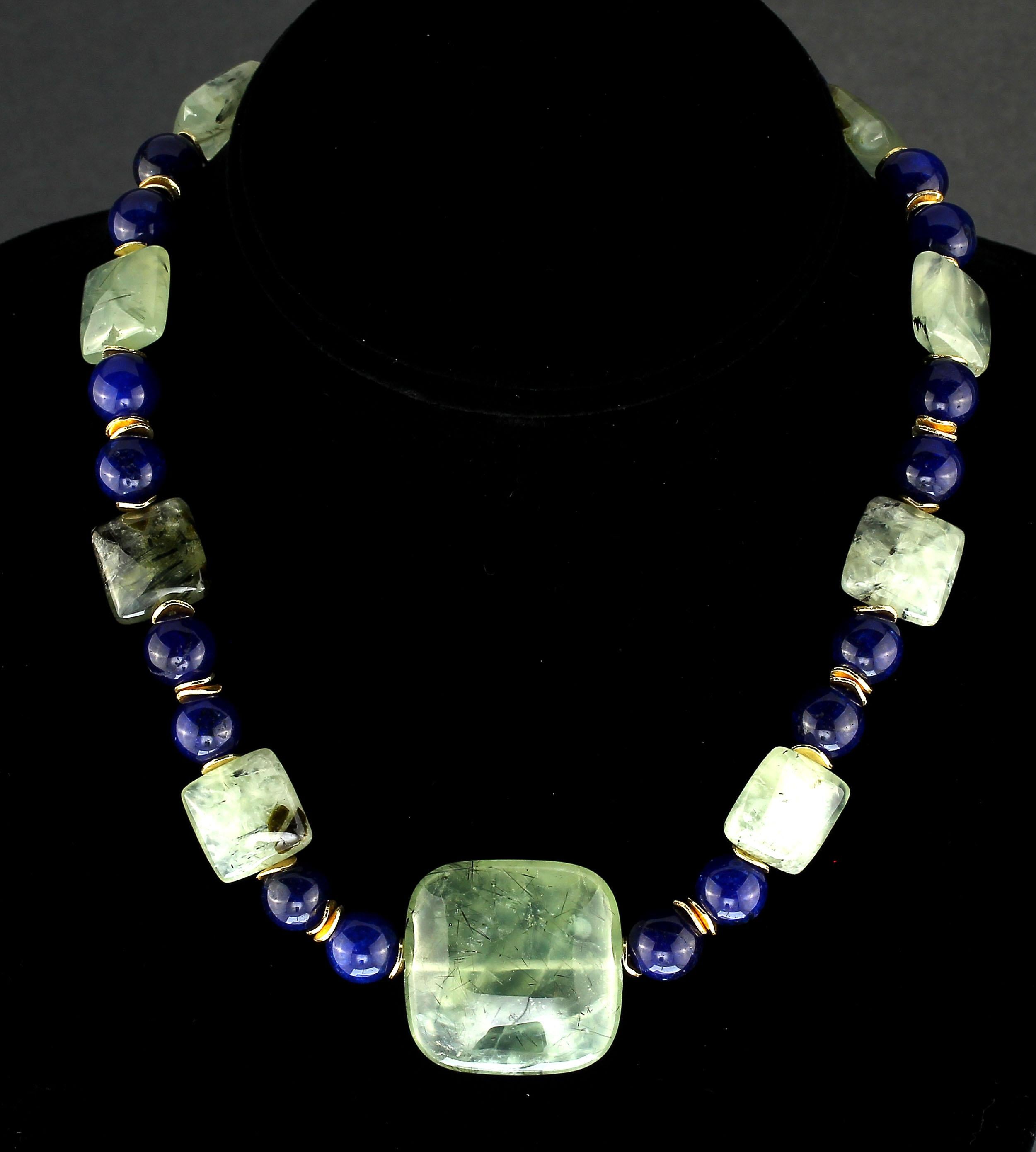 AJD Elegant Green Prehnite and Blue Agate Choker Necklace 2