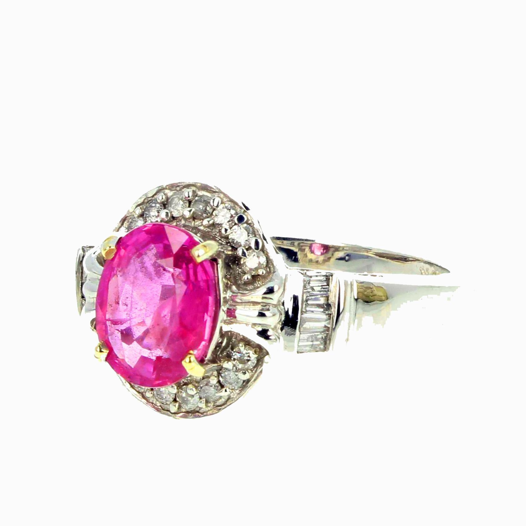 Mixed Cut AJD RARE Elegant Pinky Natural 1.17 Ct. Sapphire & Real Diamonds Gold Ring For Sale