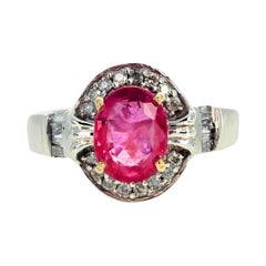 AJD RARE Elegant Pinky Natural 1.17 Ct. Sapphire & Real Diamonds Gold Ring