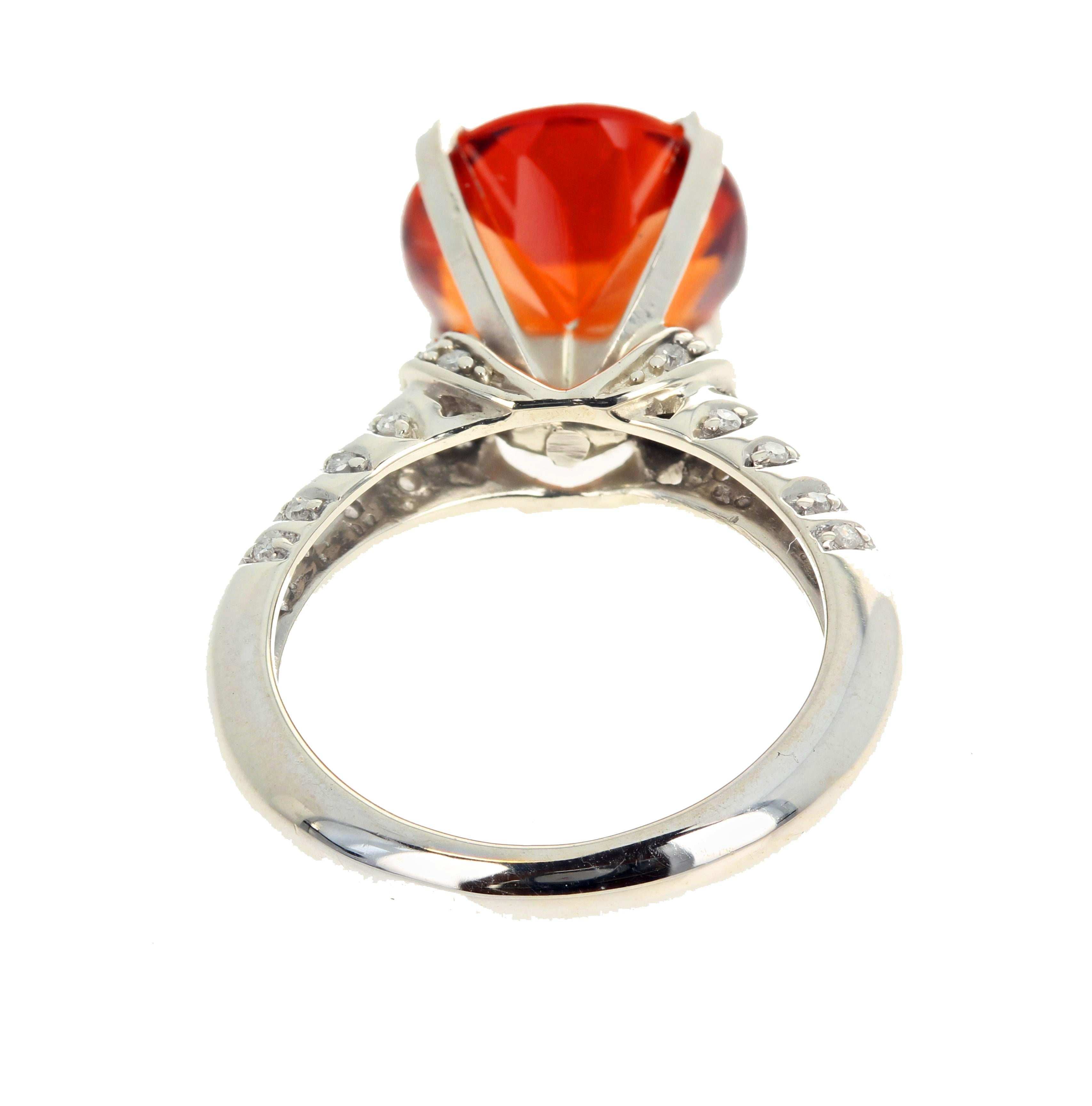 Women's or Men's AJD 4.75 Ct Reddish Orangy Rare Rio Grande Citrine & Diamond Gold Ring