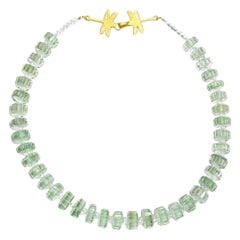 AJD Fancy Cut Prasiolite Necklace with Vermeil Dragonfly Clasp