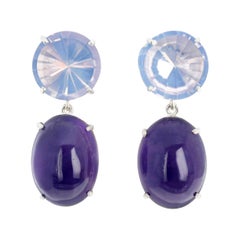 Gemjunky Fascinating Very Large 16,7ct. Orecchini con quarzo lavanda e ametista 35ct