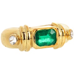 AJD Absolutely Exquisite RARE Natural Colombian Emerald &Sapphire Gold Ring