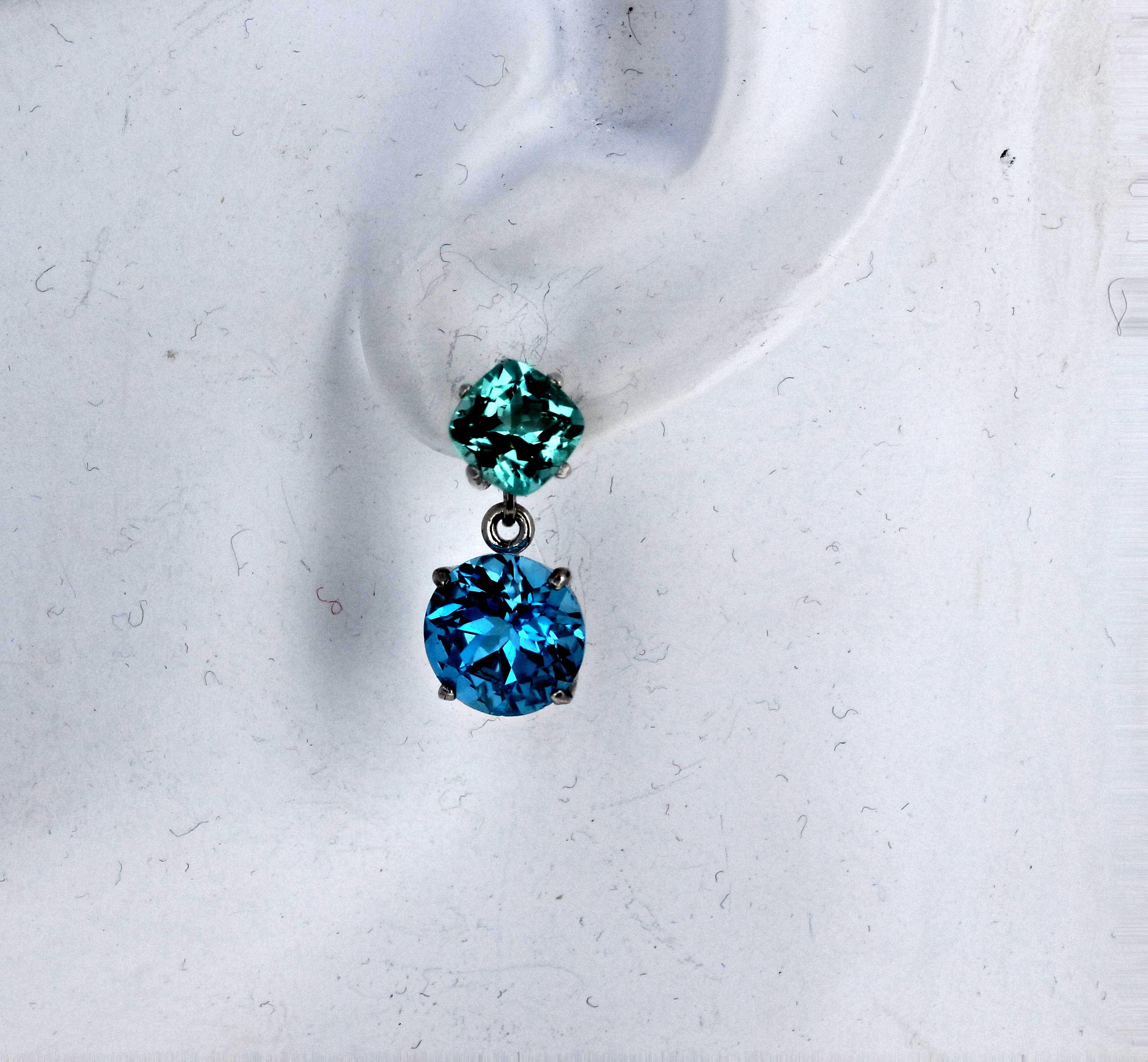 Women's Gemjunky Glorious 2.58Cts Apatite & 9.6Cts Blue Topaz Silver Stud Earrings