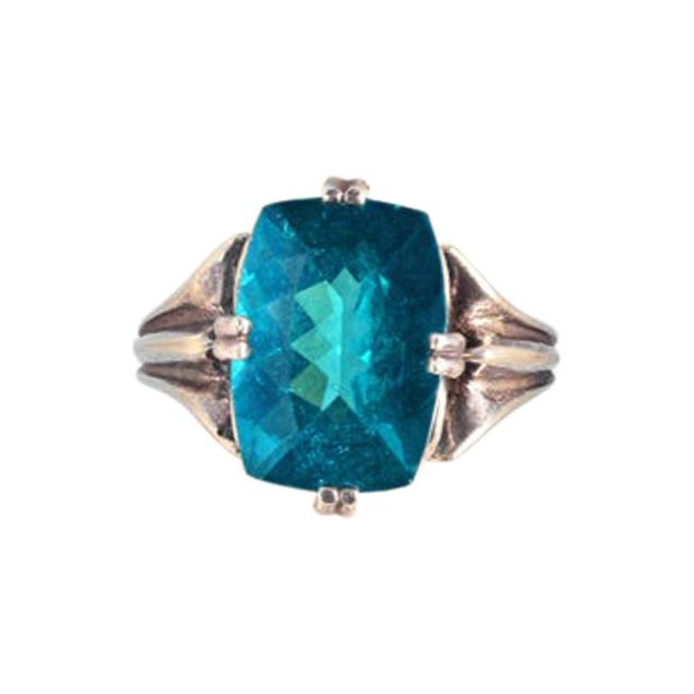 AJD Glorious Brilliant Intense 6.4 Ct Natural Apatite Sterling Silver Ring For Sale