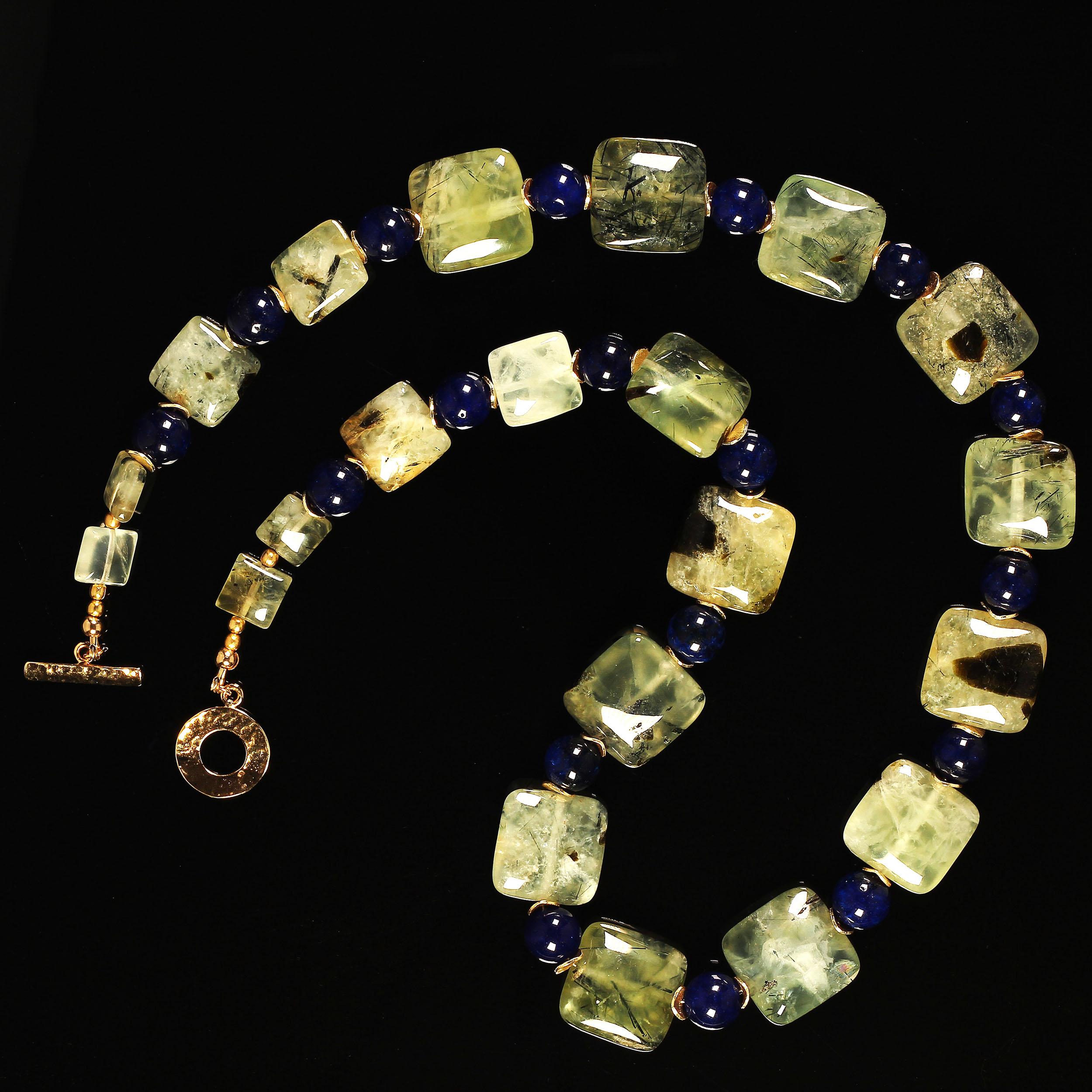  AJD Glowing Green Brazilian Prehnite with Blue Agate Necklace    Great Gift!! In New Condition For Sale In Raleigh, NC