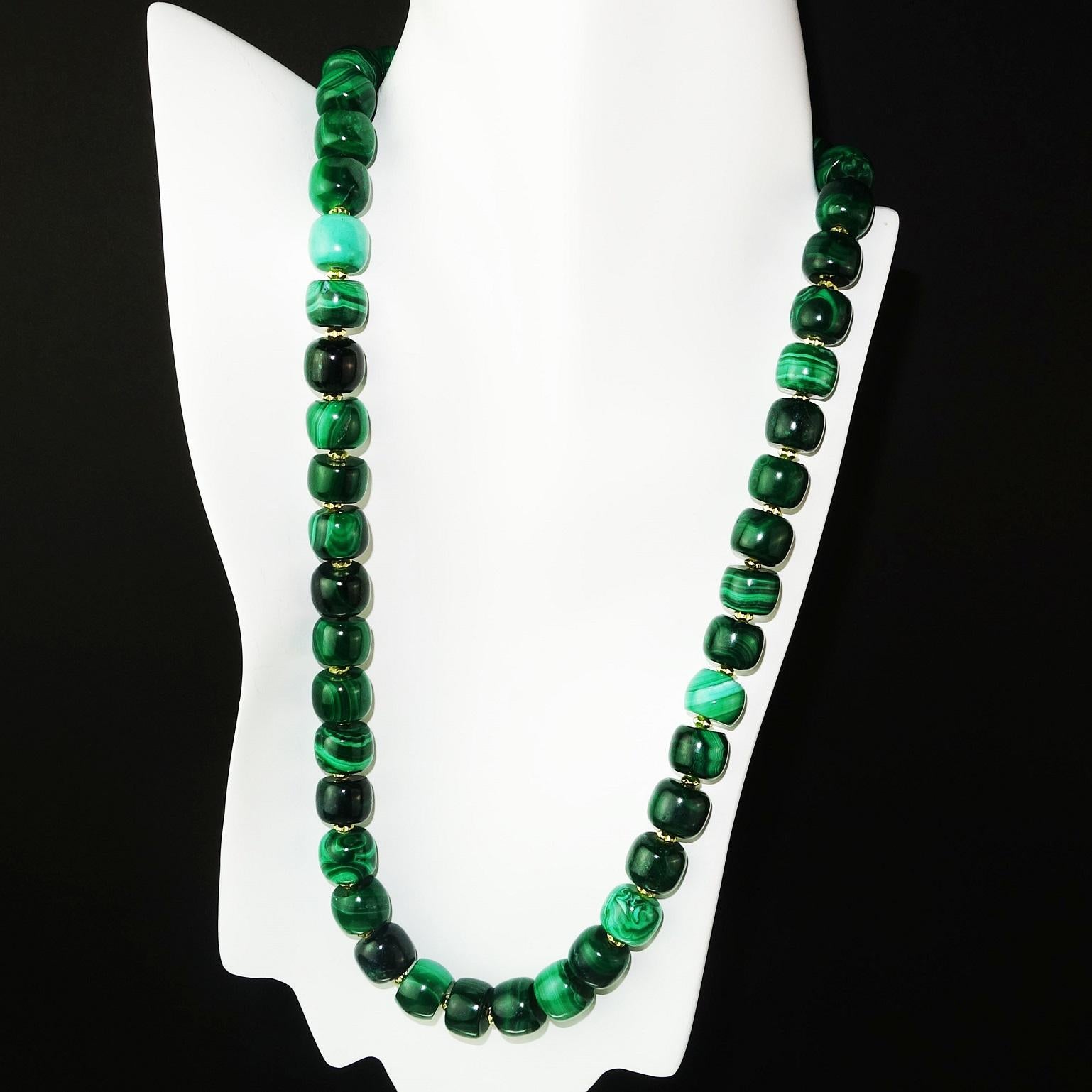 Artisan AJD 22 Inch Glowing Highly Polished Green Malachite Necklace