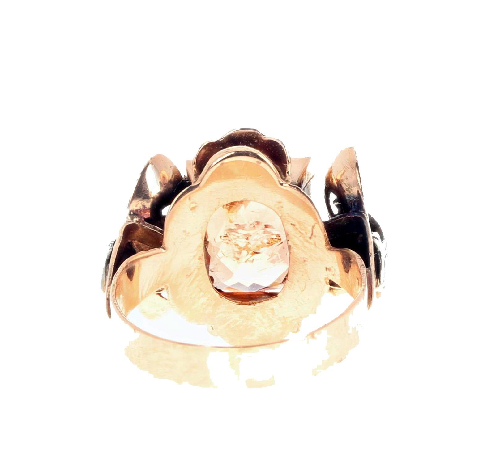 AJD VERY RARE Golden Glittering 4.95 Ct. REAL IMPERIAL TOPAZ Gold & Silver Ring For Sale 2