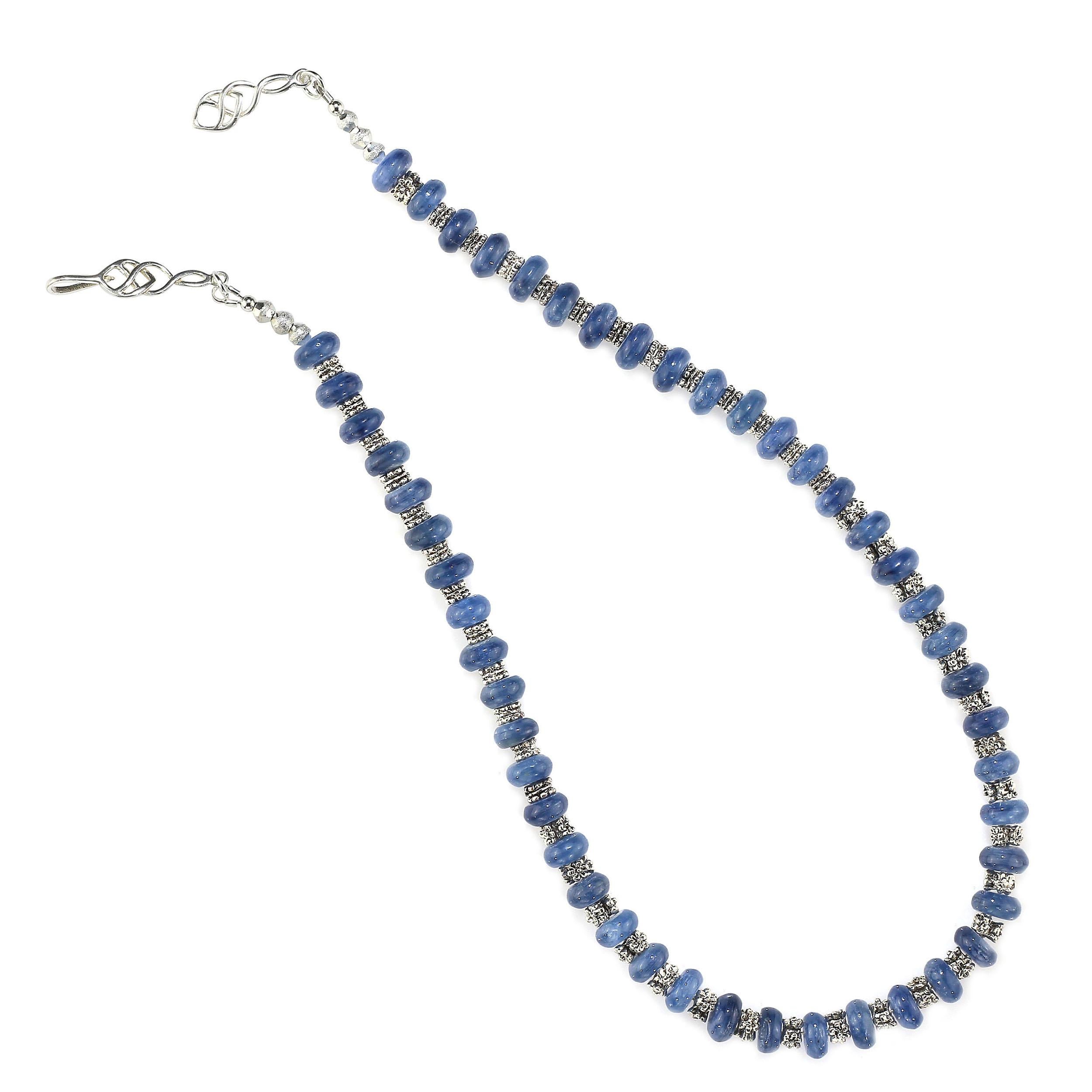  AJD Gorgeous Necklace of Blue Kyanite Alternating with Silver Bali In New Condition In Raleigh, NC