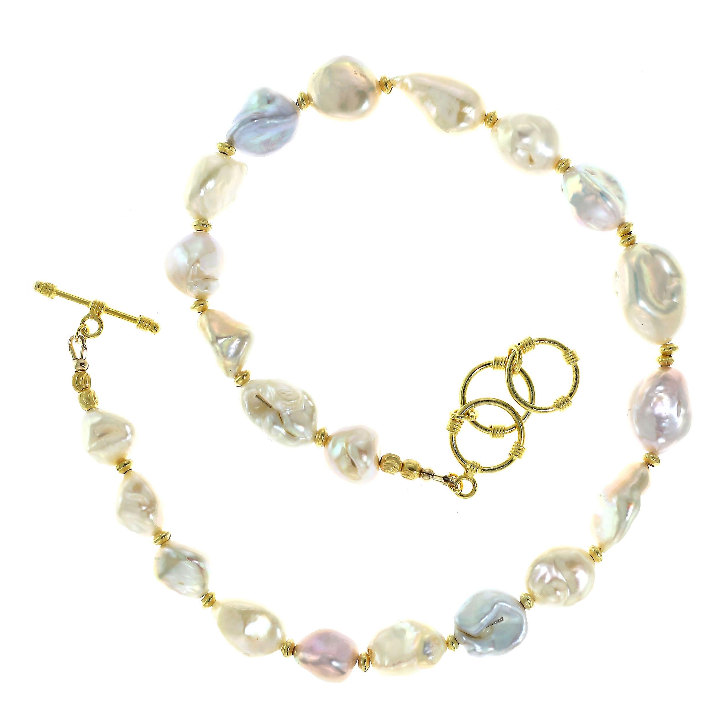 Women's or Men's Gorgeous, Glowing, Iridescent Freshwater Pearl Choker Necklace June Birthstone