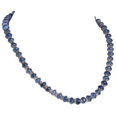 AJD Gorgeous Necklace of Blue Kyanite Alternating with Silver Bali