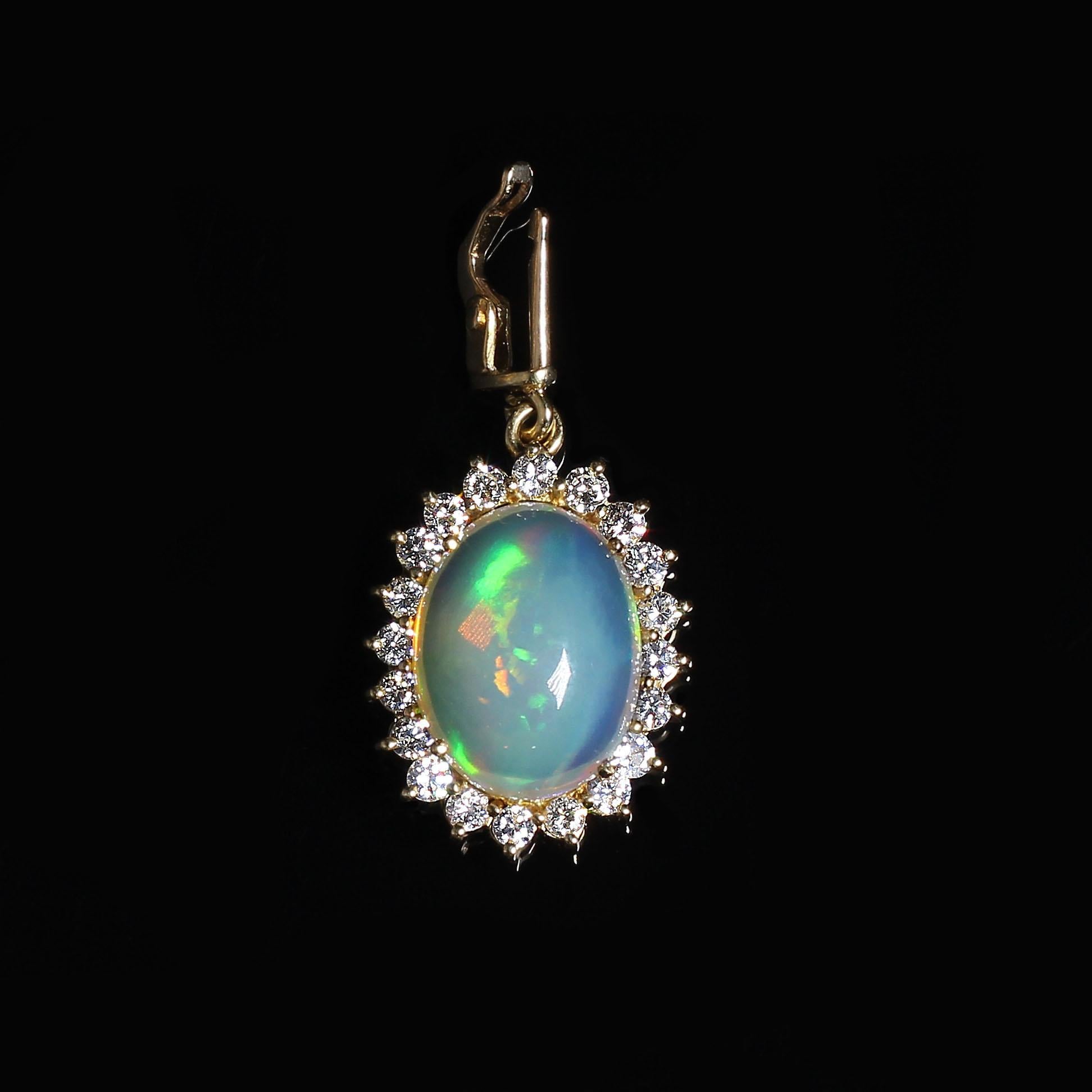 Artisan Gemjunky Gorgeous Opal and Diamond Pendant