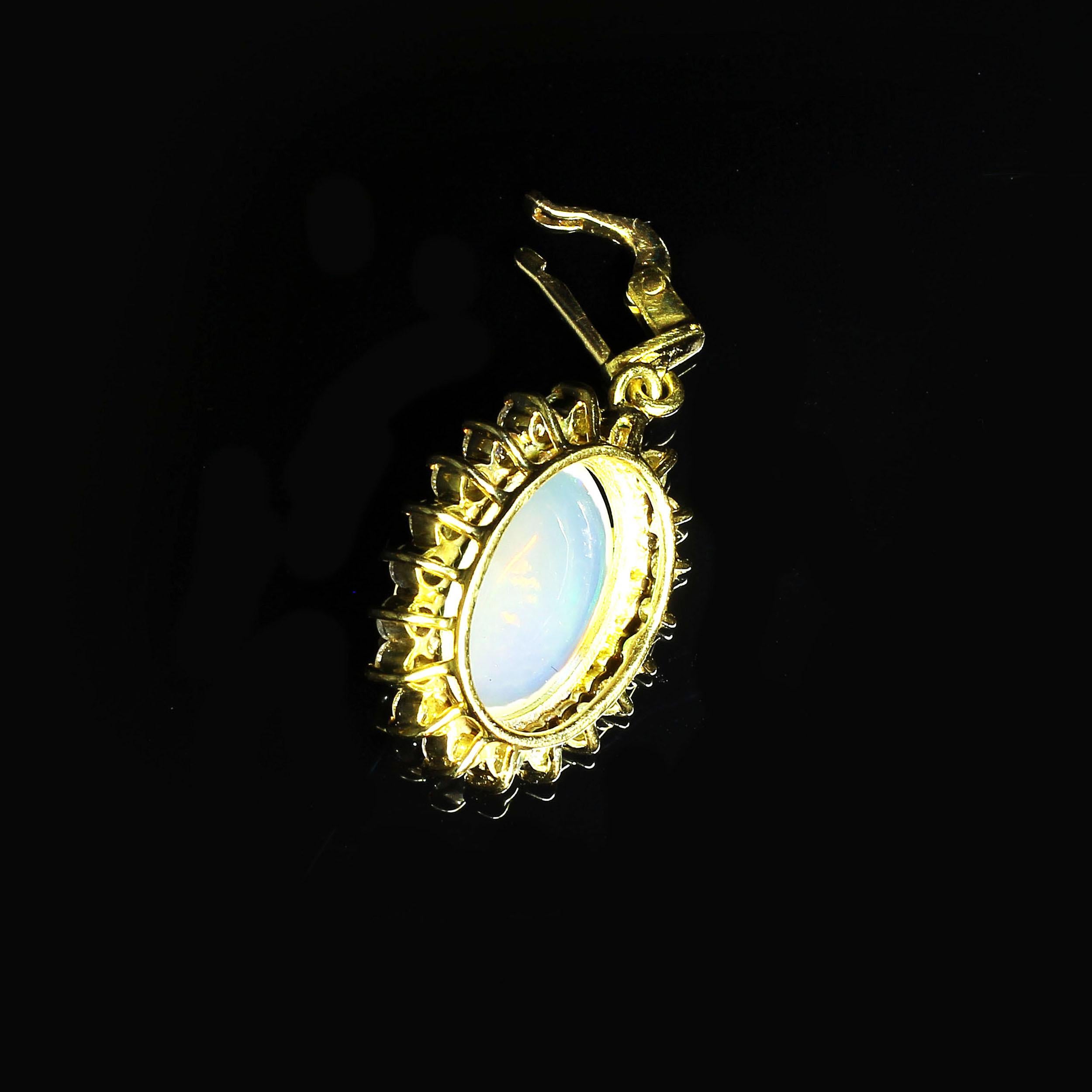 Cabochon Gemjunky Gorgeous Opal and Diamond Pendant