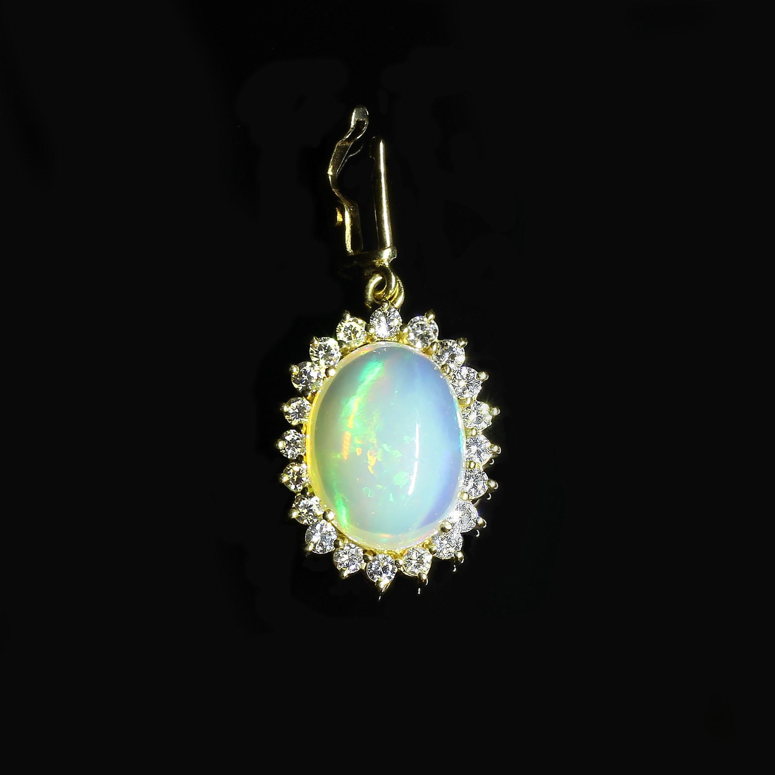 Women's or Men's Gemjunky Gorgeous Opal and Diamond Pendant