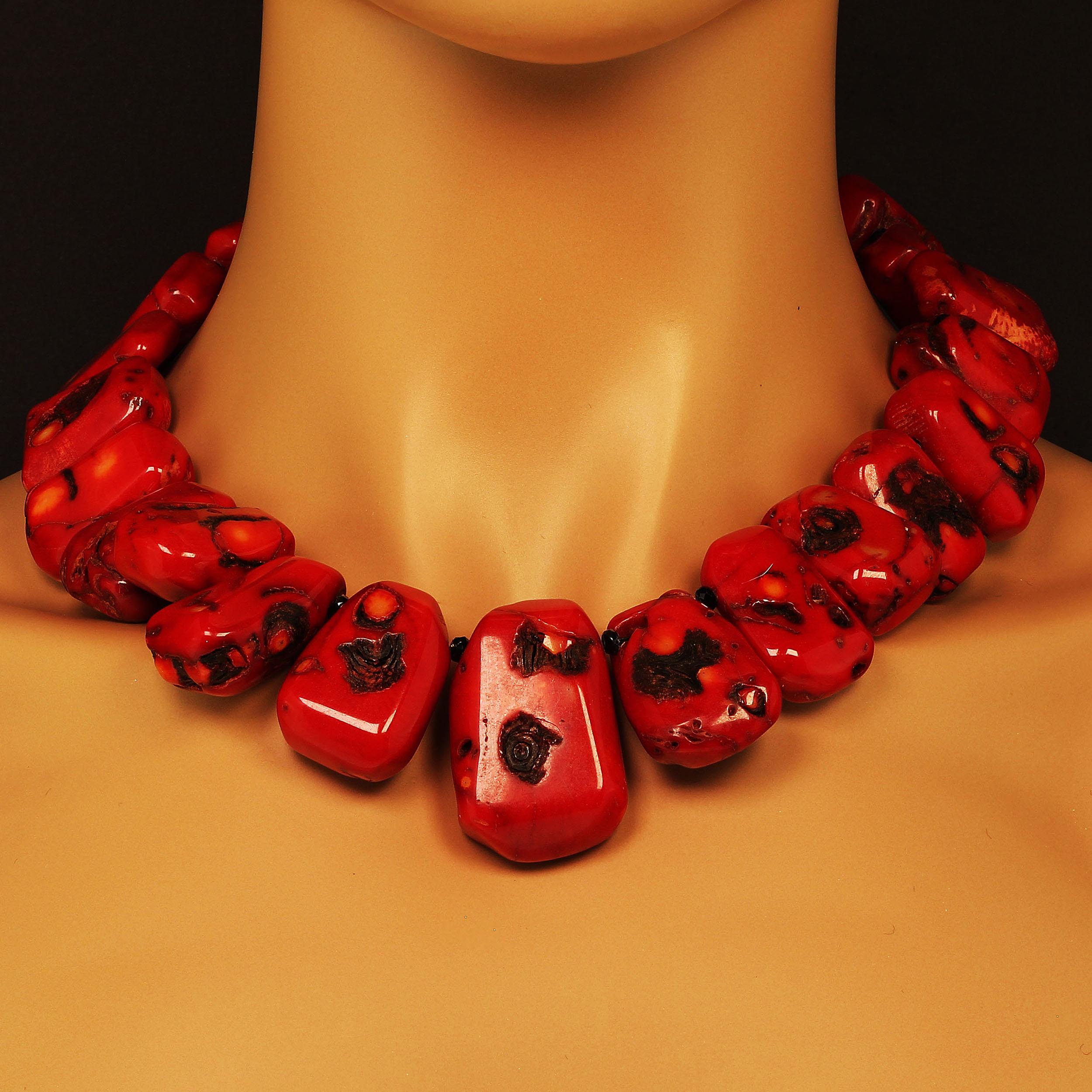 Bead AJD Graduated Red Coral Collar Necklace