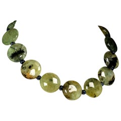 Gemjunky Green Brazilian Prehnite Necklace with Sterling Clasp