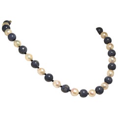 AJD Highly Polished Blue Coral White Wrinkle Pearl Necklace June Birthstone