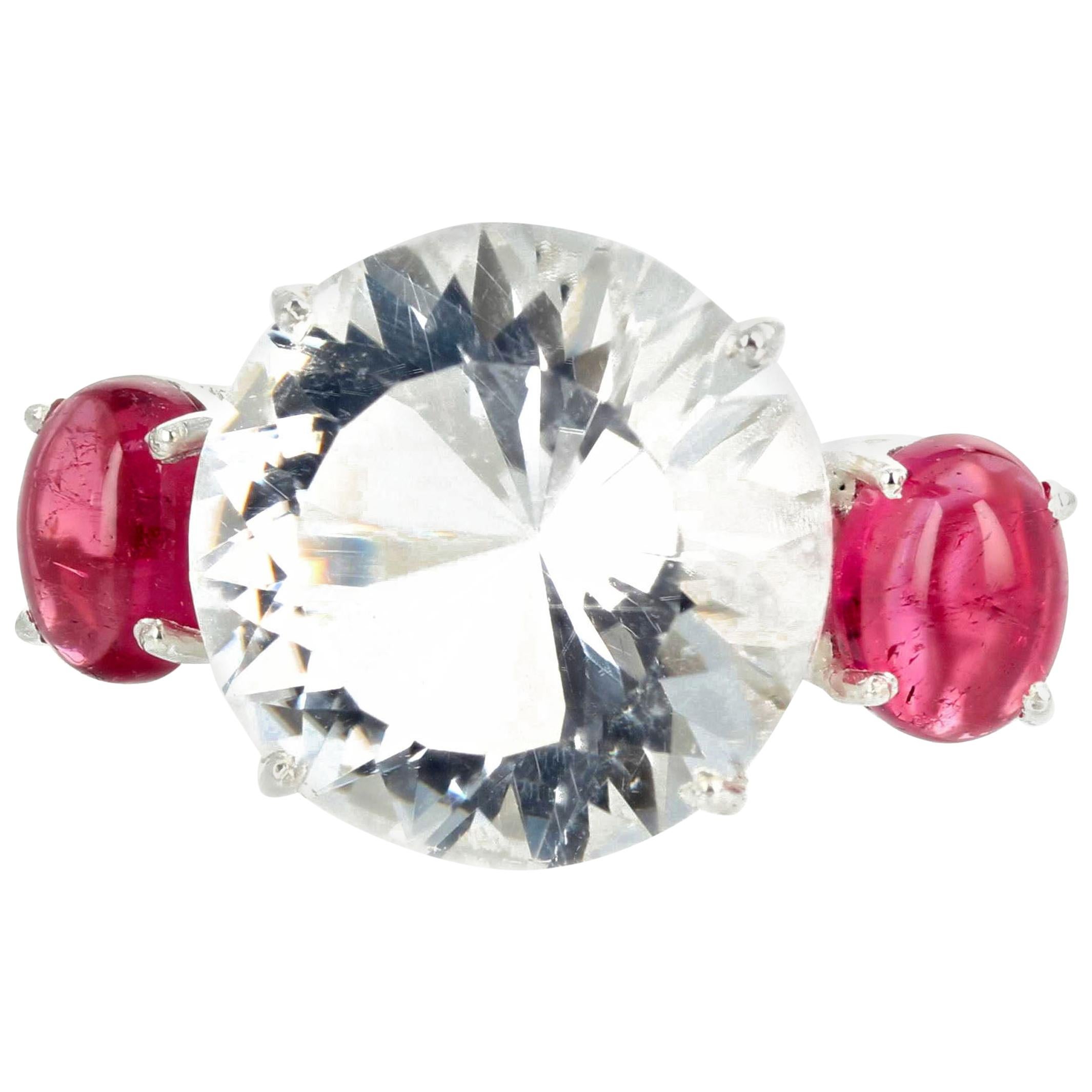 AJD Extraordinarily Brilliant Intense 12.75 Ct Petalite & Pink Tourmaline Ring
