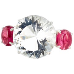 AJD Anillo Extraordinariamente Brillante Intenso de Petalita y Turmalina Rosa de 12,75 qt