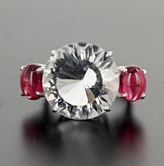AJD Extraordinarily Brilliant Intense 12.75 Ct Petalite & Pink Tourmaline Ring