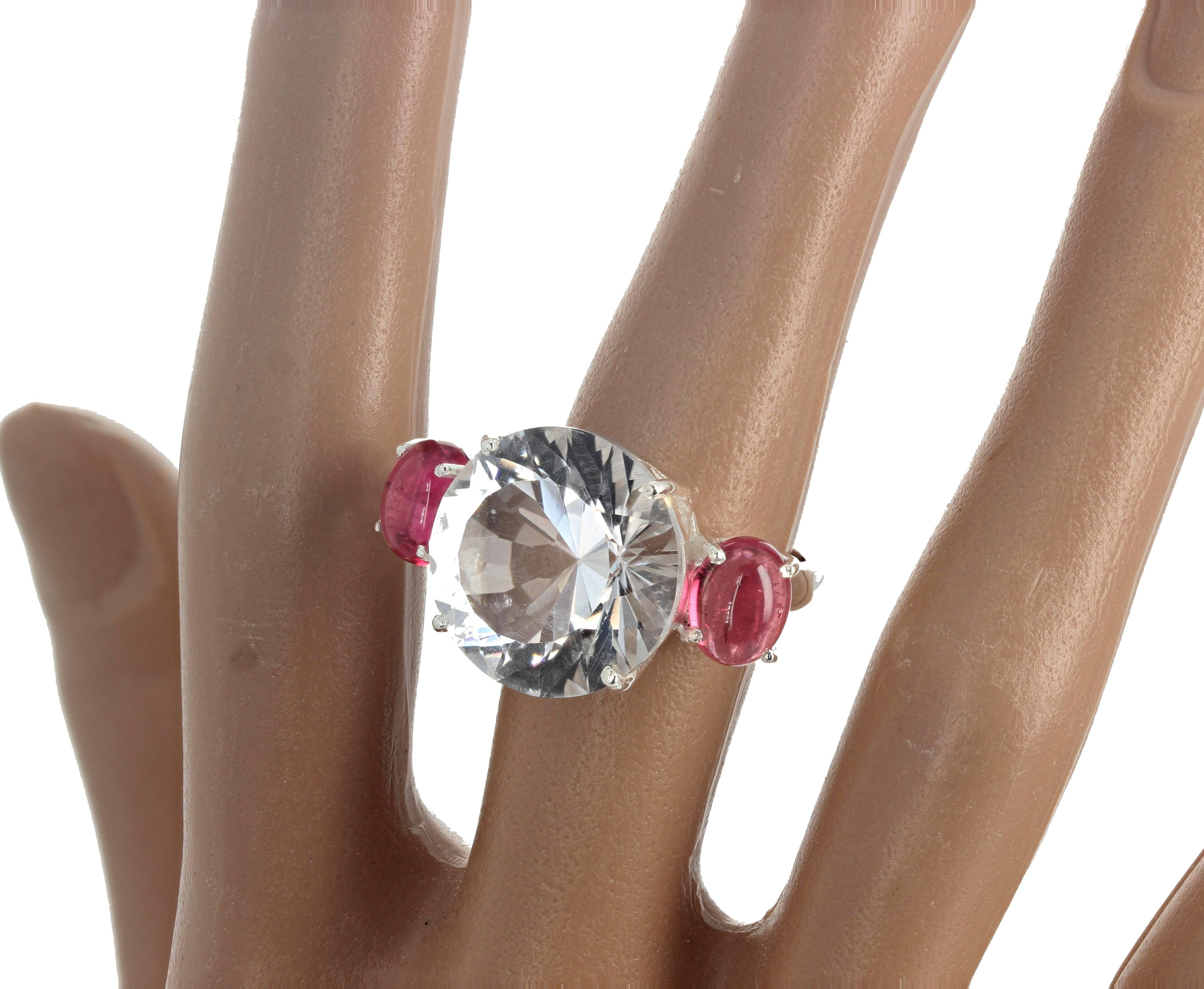 Women's or Men's AJD Extraordinarily Brilliant Intense 12.75 Ct Petalite & Pink Tourmaline Ring For Sale