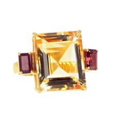 AJD Dramático Magnífico Enorme Anillo de Citrino Amarillo y Granate Rodolita de 13,47 qt