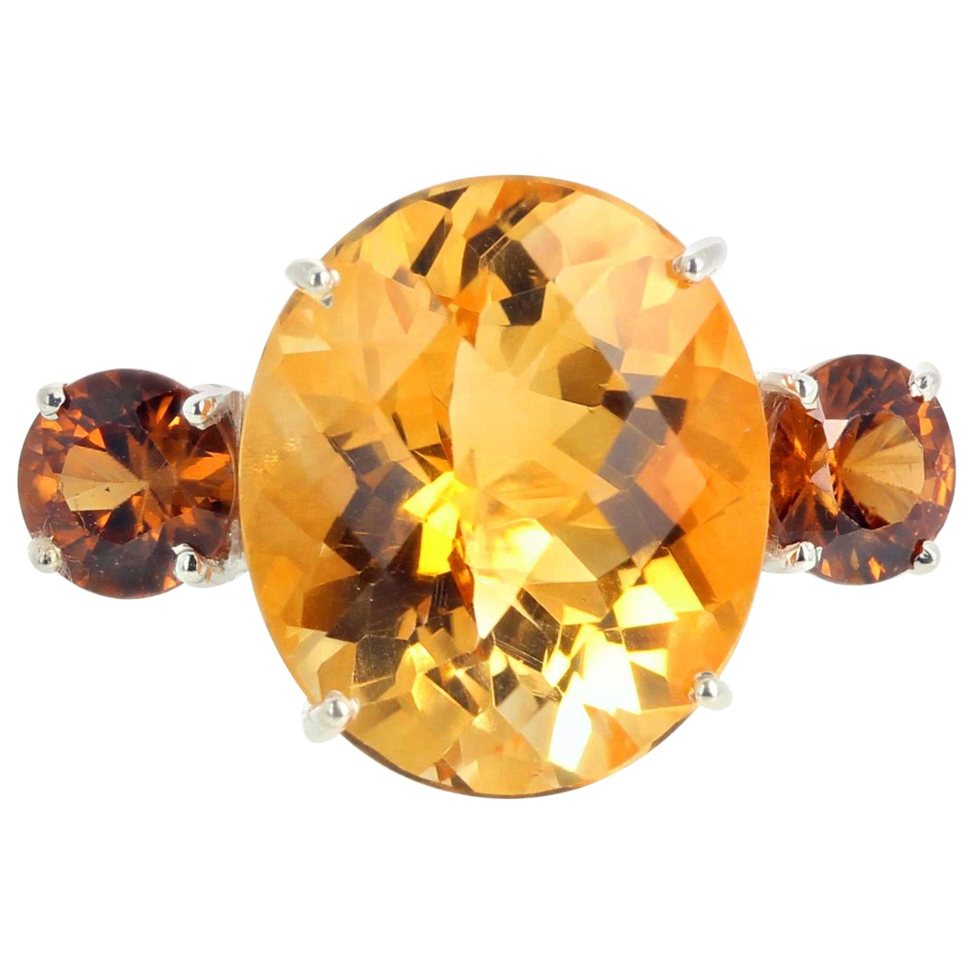Gemjunky "Hollywood Glam" 19 Carat Dazzling Fiery Yellow Gold Citrine Ring