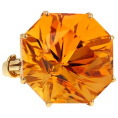 AJD Magnificent Brilliant Sparkling 24 Ct. Goldy Citrine Yellow Gold Ring