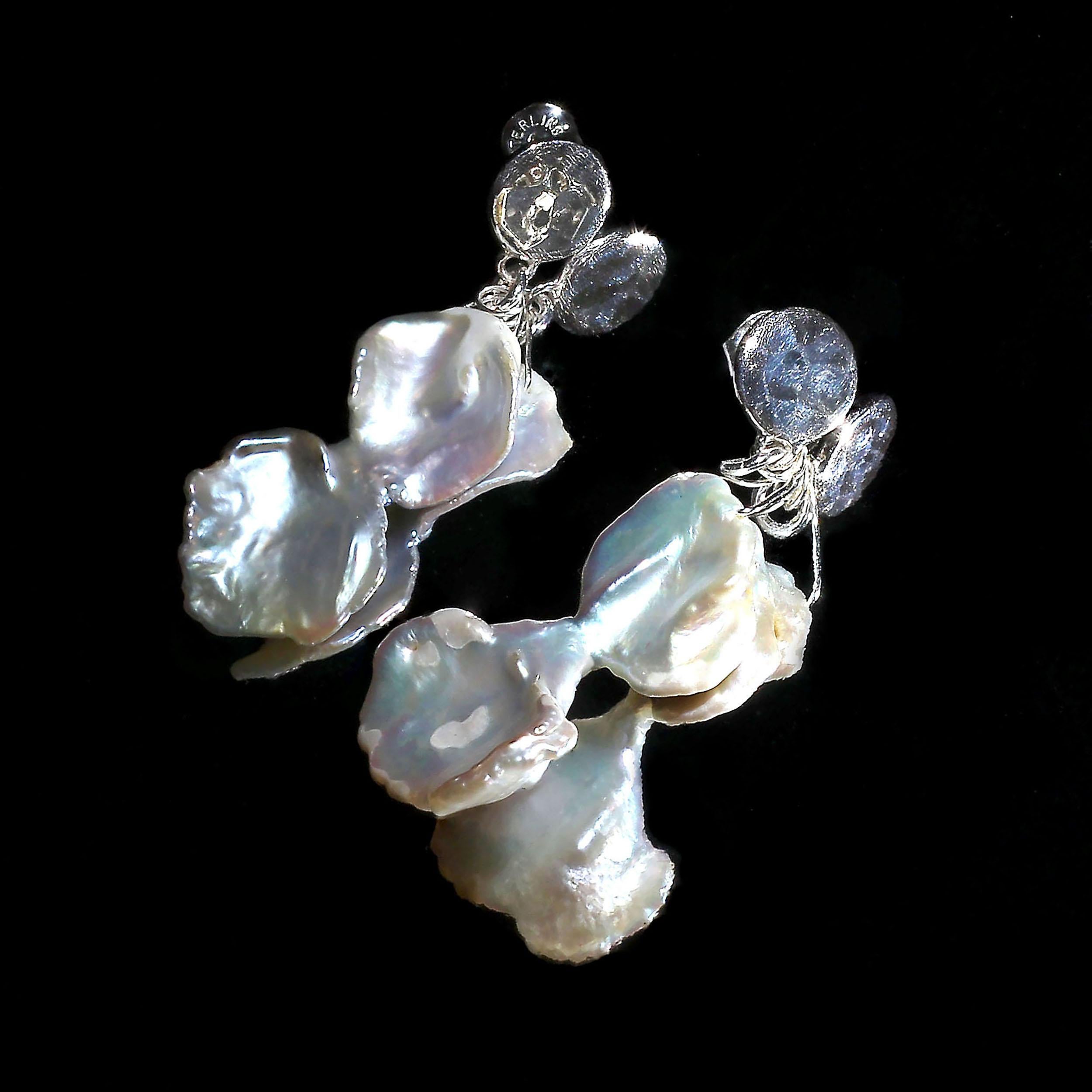 Bead Gemjunky Hour Glass Shaped Pearl Dangle Earrings with Sterling Silver