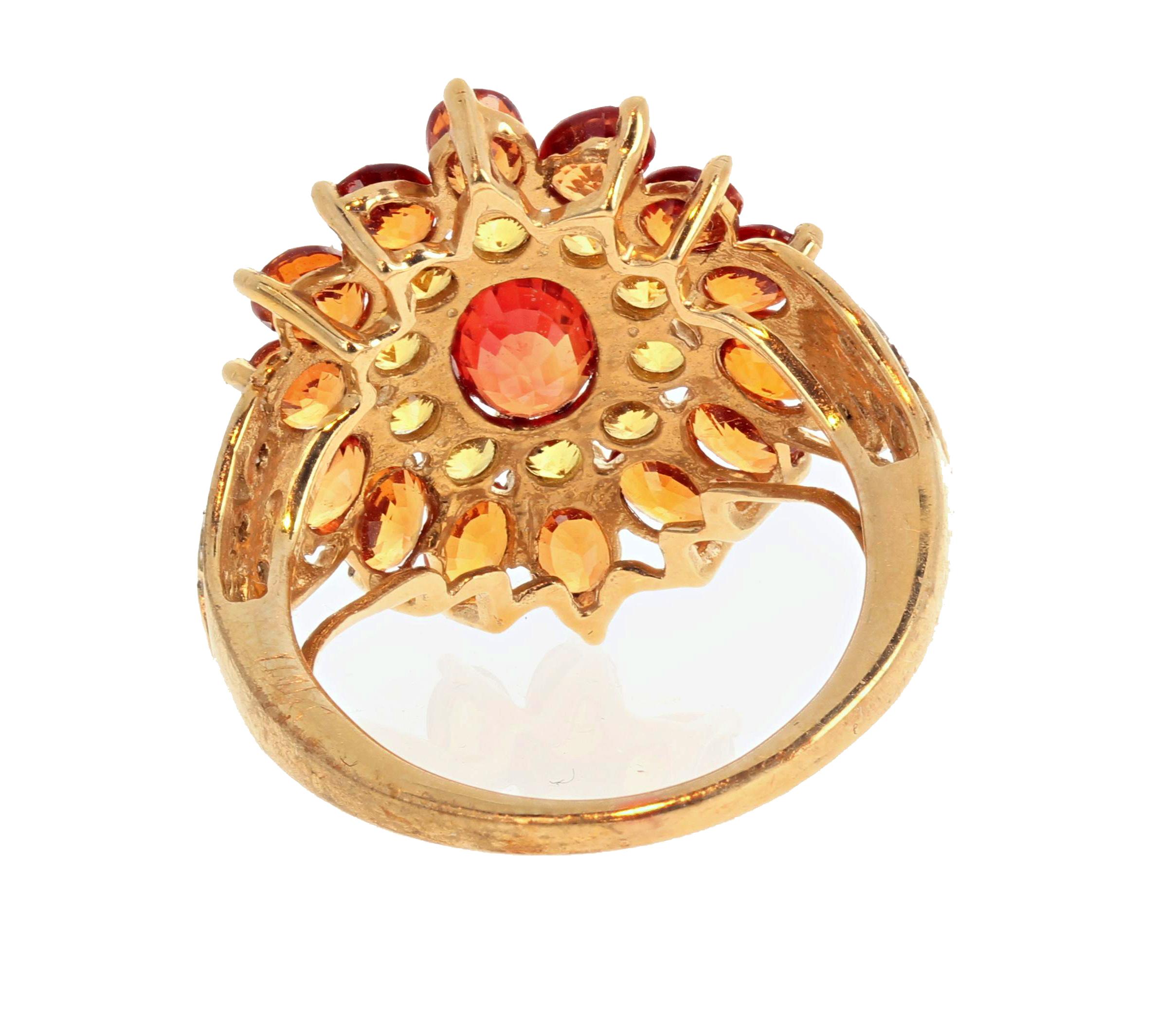 AJD Intensely BRILLIANT Beautiful Citrines & Diamonds 10K Gold Ring For Sale 1