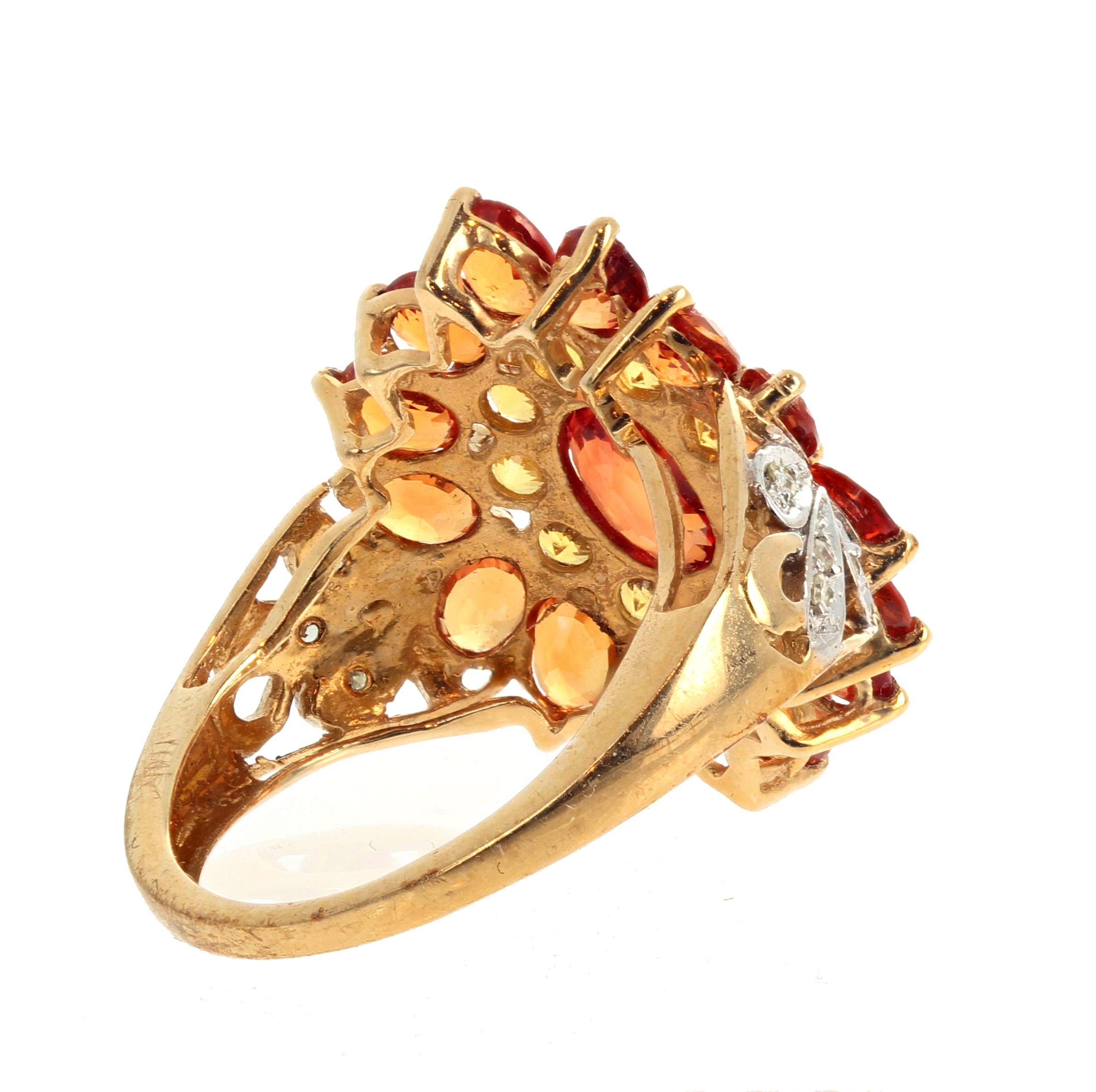 AJD Intensely BRILLIANT Beautiful Citrines & Diamonds 10K Gold Ring For Sale 2