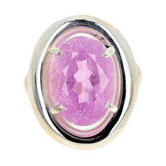 AJD Intensely Pink Natural 9.76 Ct. Kunzite Dramatic Sterling Silver Ring