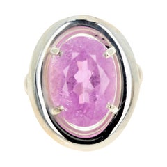 AJD rose intense naturel 9,76 carats Bague dramatique en argent sterling et kunzite