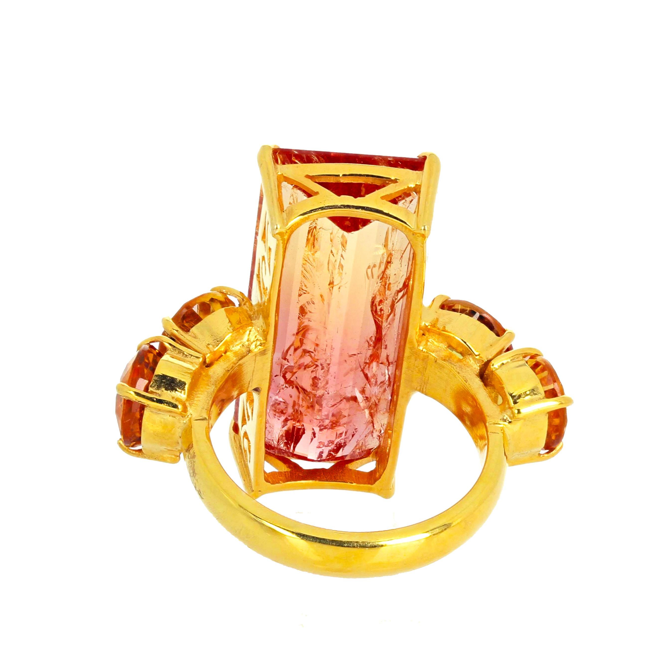 Women's or Men's Gemjunky Magnificent 20.41 Carat Magic Colors Citrine and Songea Sapphires Ring