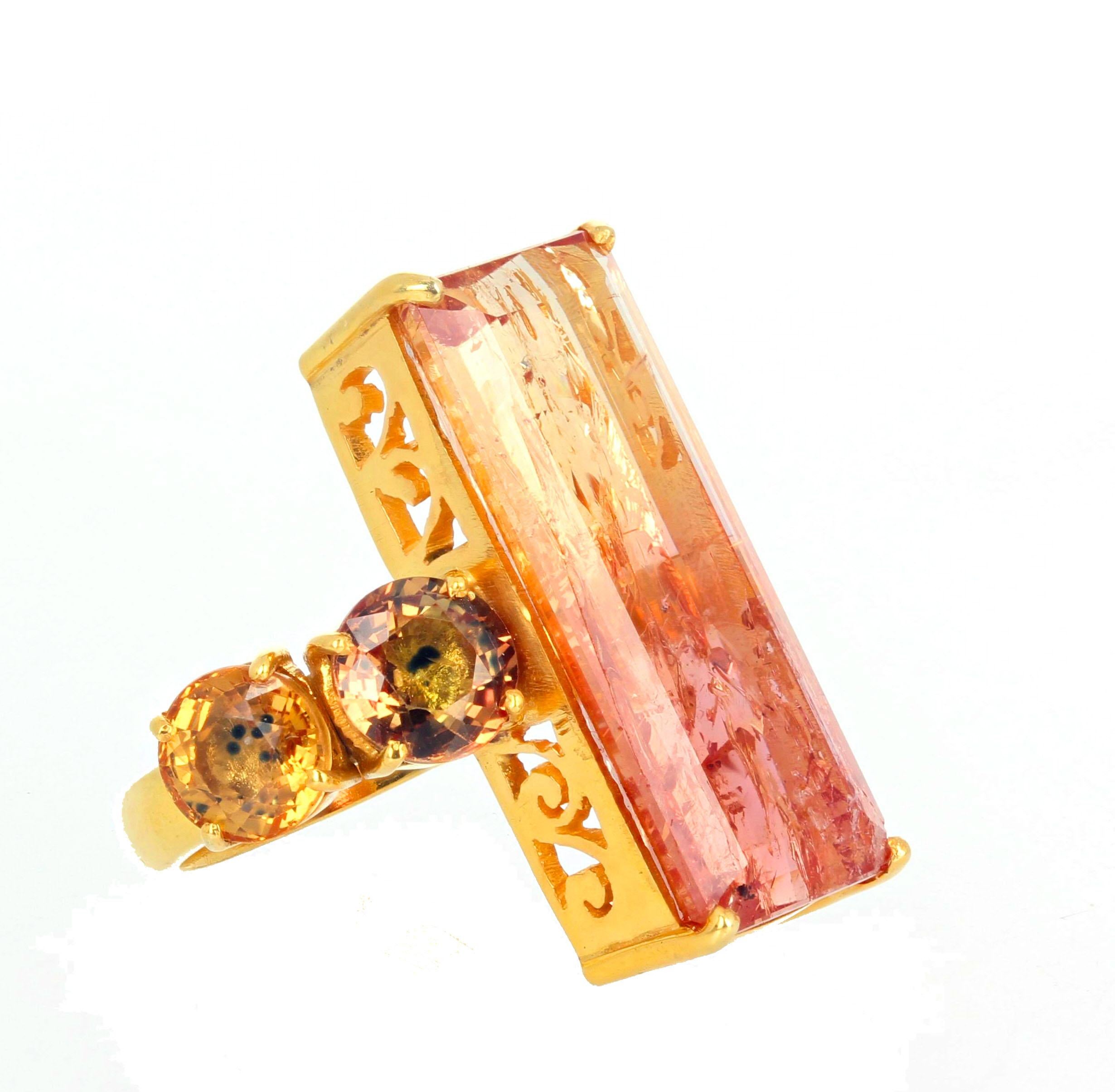 Gemjunky Magnificent 20.41 Carat Magic Colors Citrine and Songea Sapphires Ring 1