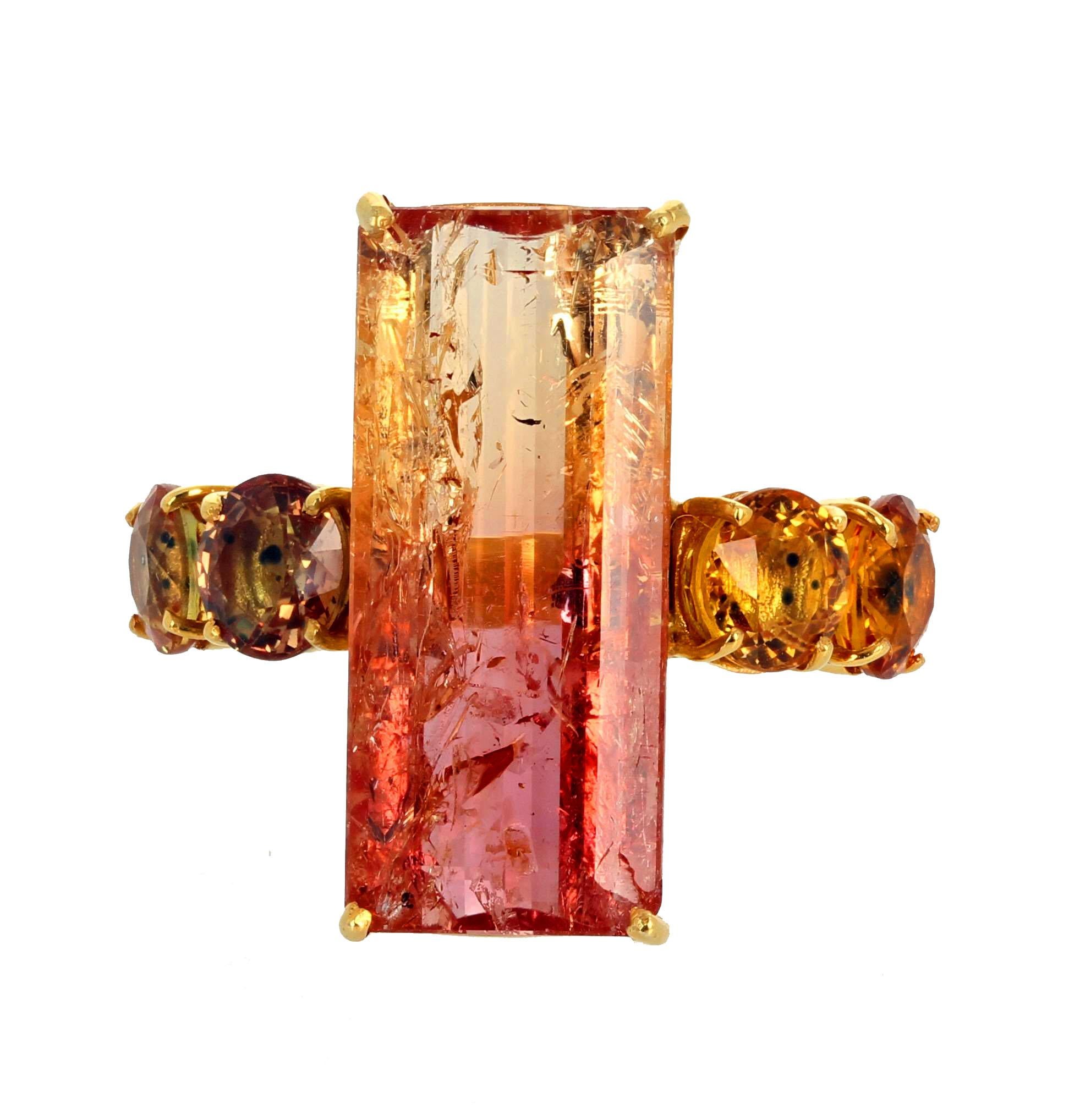 Gemjunky Magnificent 20.41 Carat Magic Colors Citrine and Songea Sapphires Ring 2