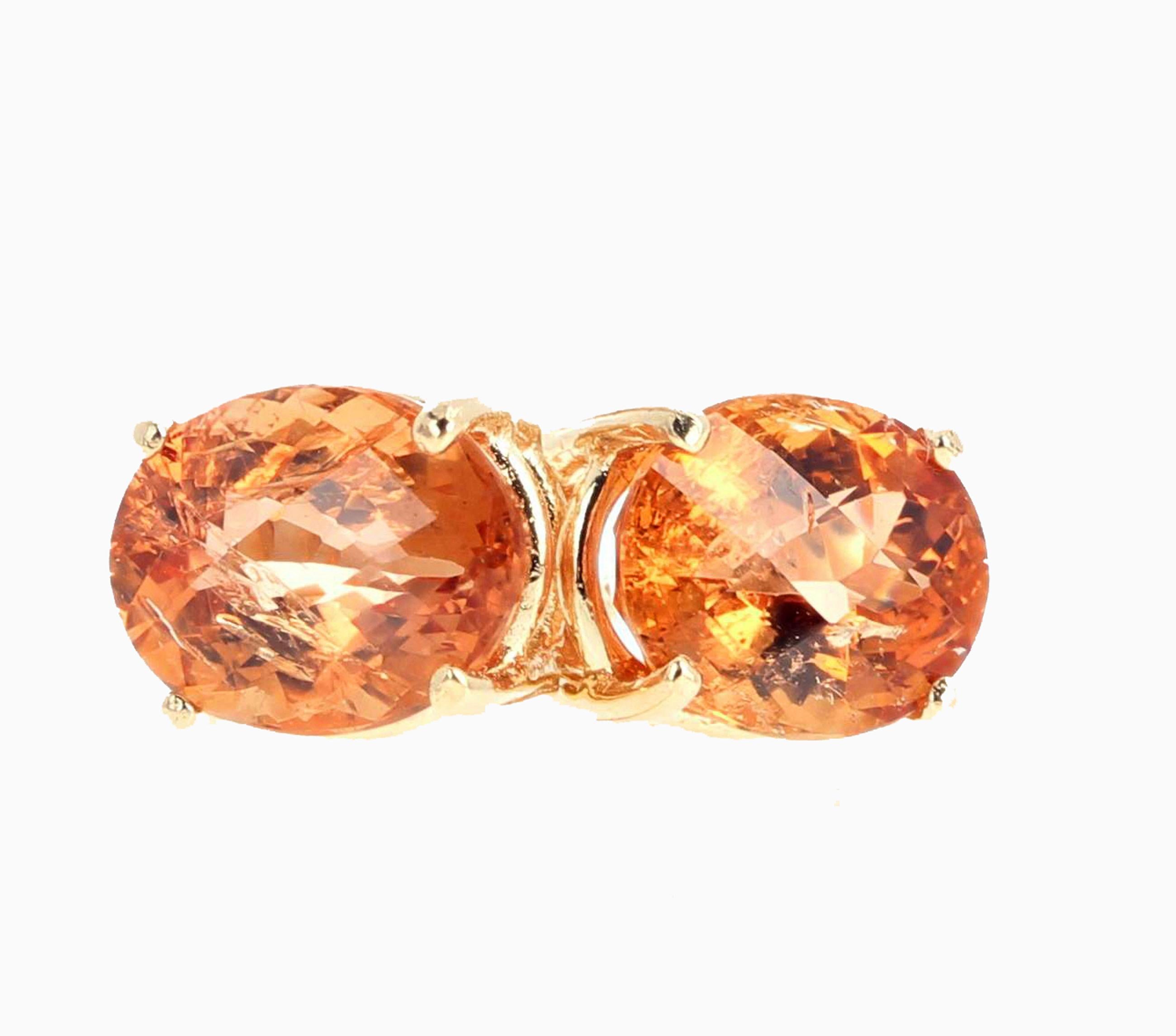 Oval Cut Gemjunky Magnificent Brilliant Orange Tourmaline 14Kt Gold Earrings