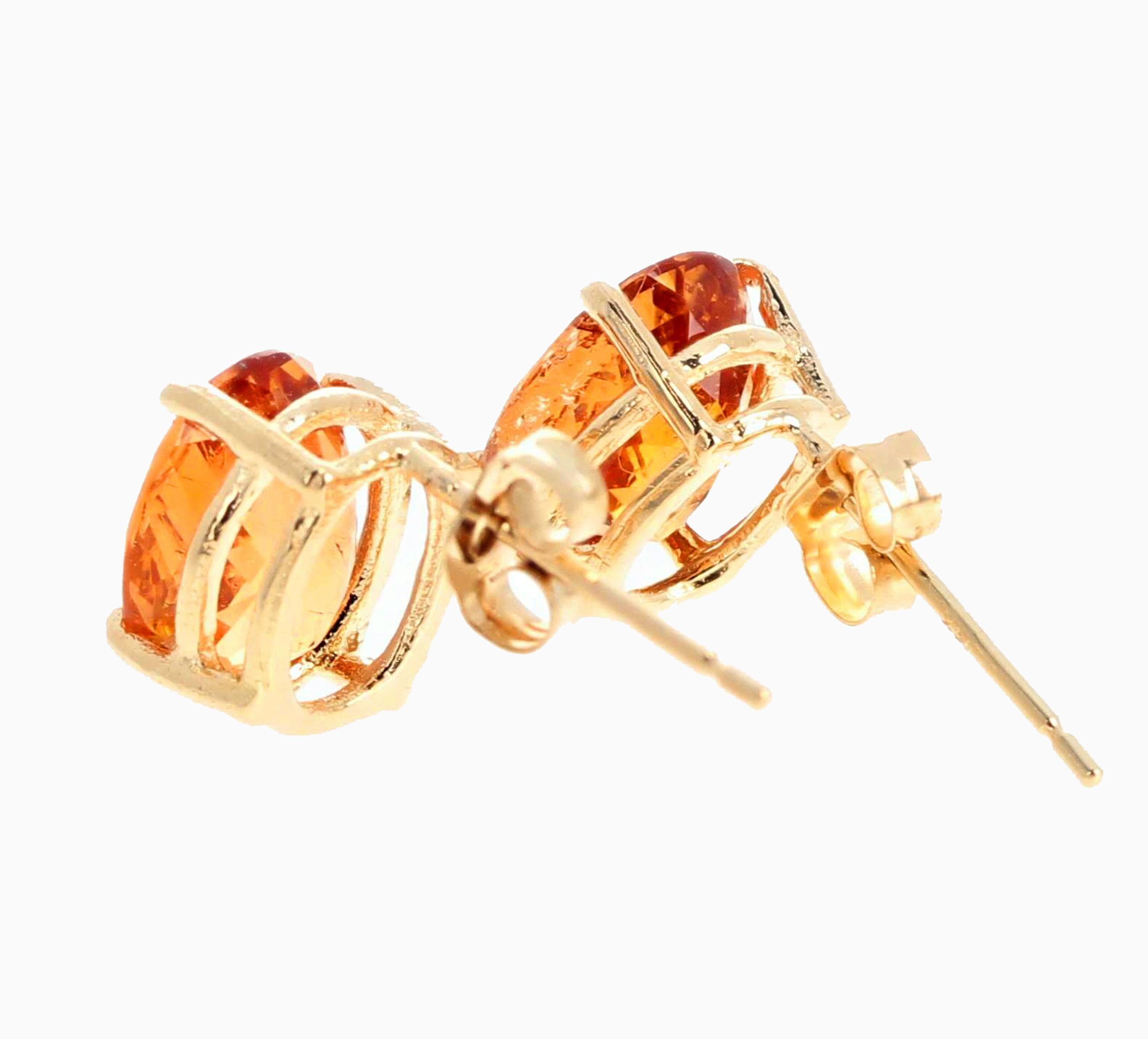 Gemjunky Magnificent Brilliant Orange Tourmaline 14Kt Gold Earrings In New Condition In Raleigh, NC