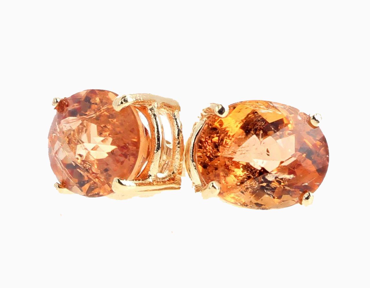 Gemjunky Magnificent Brilliant Orange Tourmaline 14Kt Gold Earrings 4