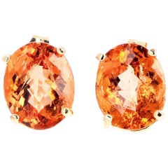 Gemjunky, magnifiques boucles d'oreilles en or 14 carats avec tourmaline orange brillante