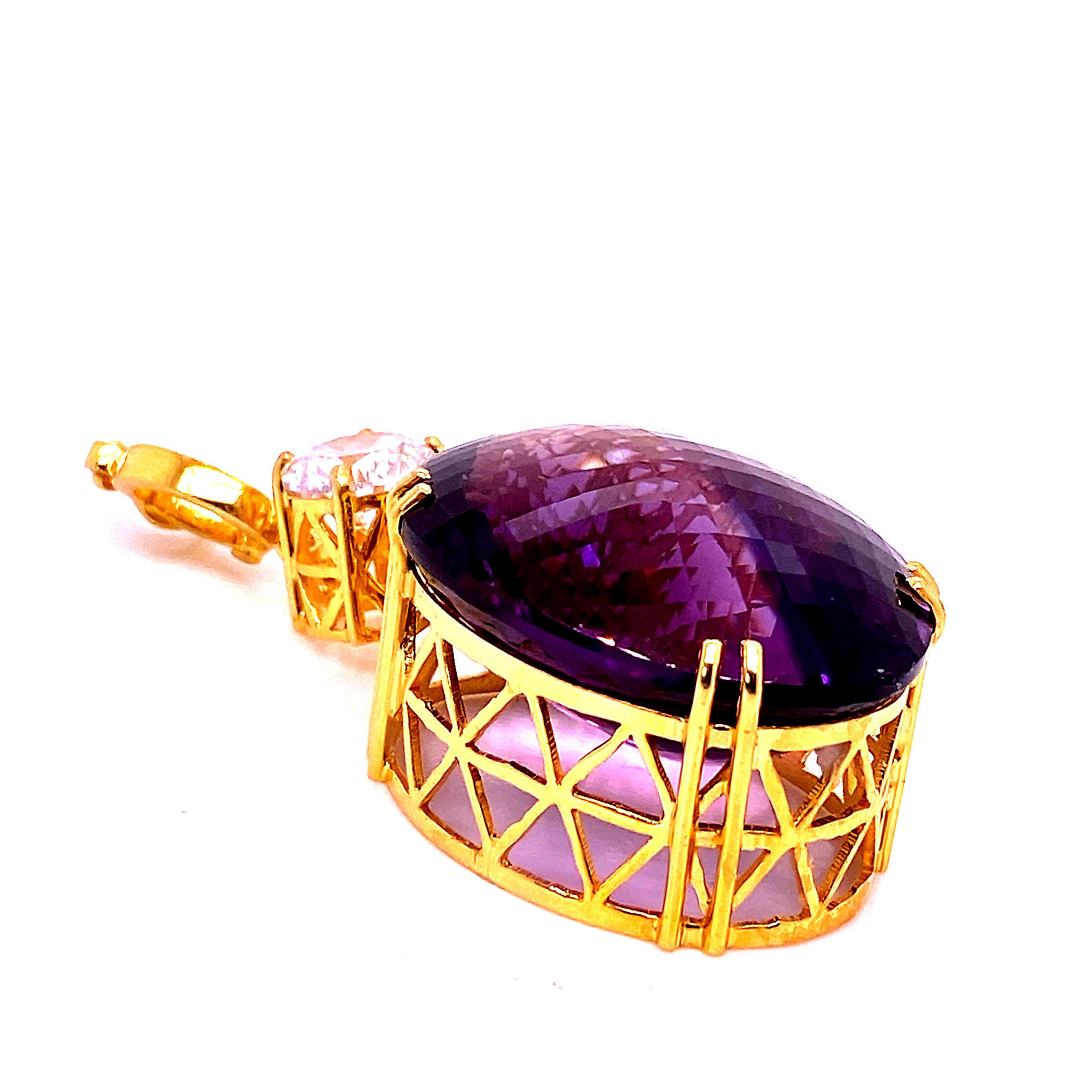 Oval Cut AJD Oval Amethyst Pendant in Gold Rhodium Silver  February Birthstone