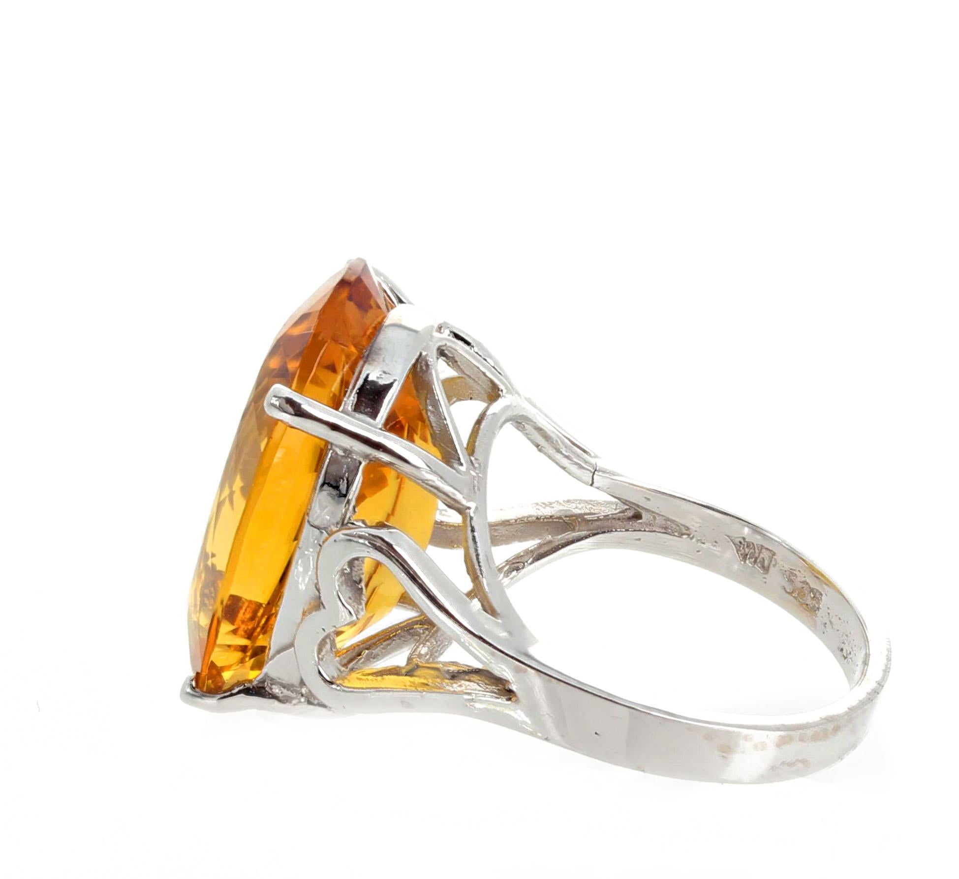 Oval Cut Gemjunky Movie Star Collect, Impressive Red Carpet 14Ct Citrine White Gold Ring