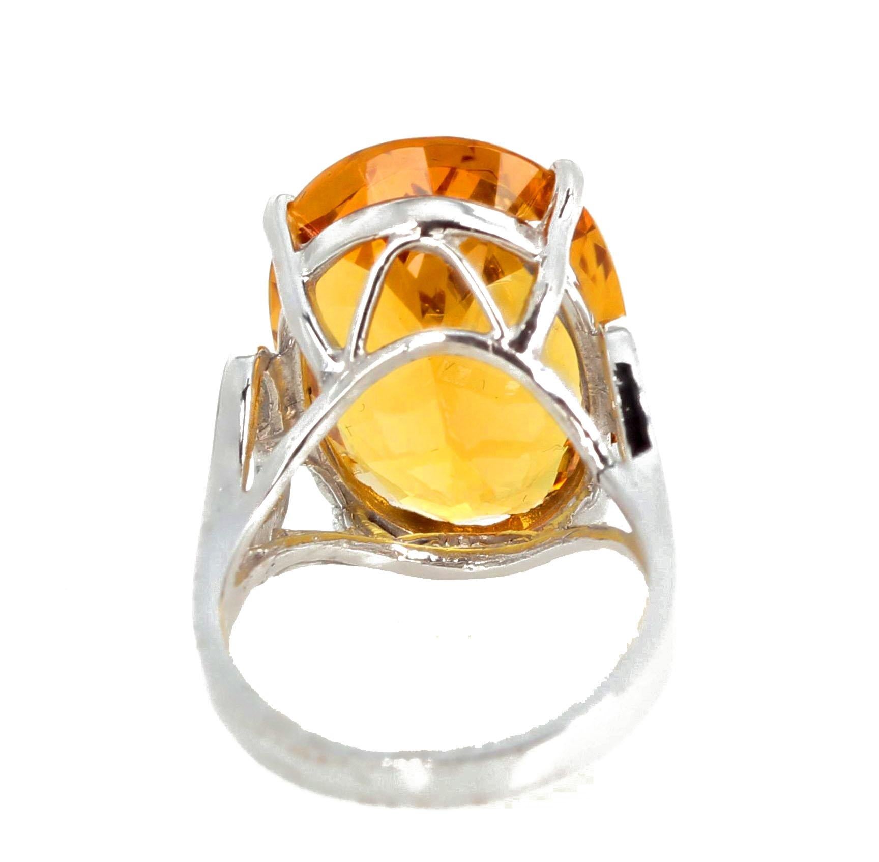 Gemjunky Movie Star Collect, Impressive Red Carpet 14Ct Citrine White Gold Ring In New Condition In Raleigh, NC
