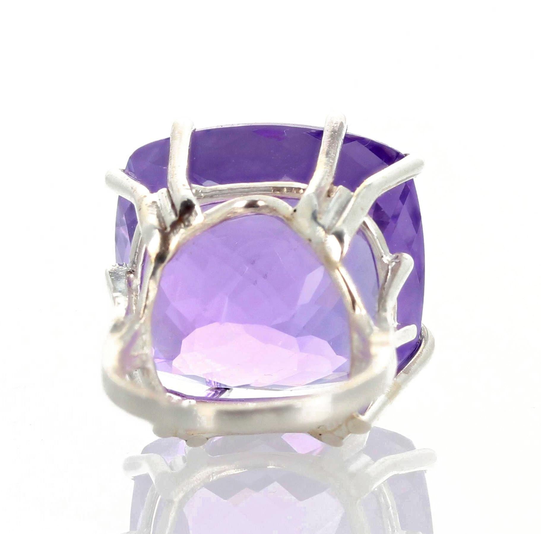 AJD Magnificent Whoppingly Enormous 44 Carat Exquisite Amethyst Silver Ring In New Condition In Raleigh, NC
