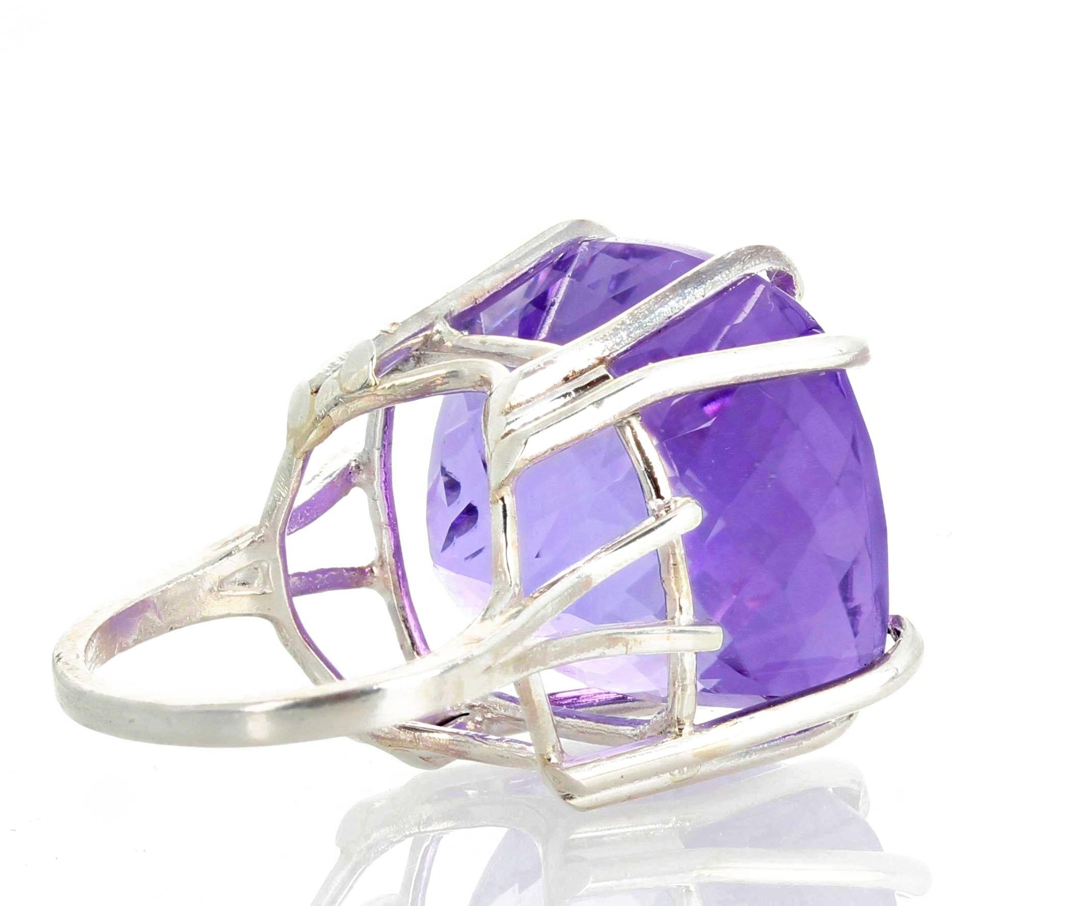 Women's or Men's AJD Magnificent Whoppingly Enormous 44 Carat Exquisite Amethyst Silver Ring